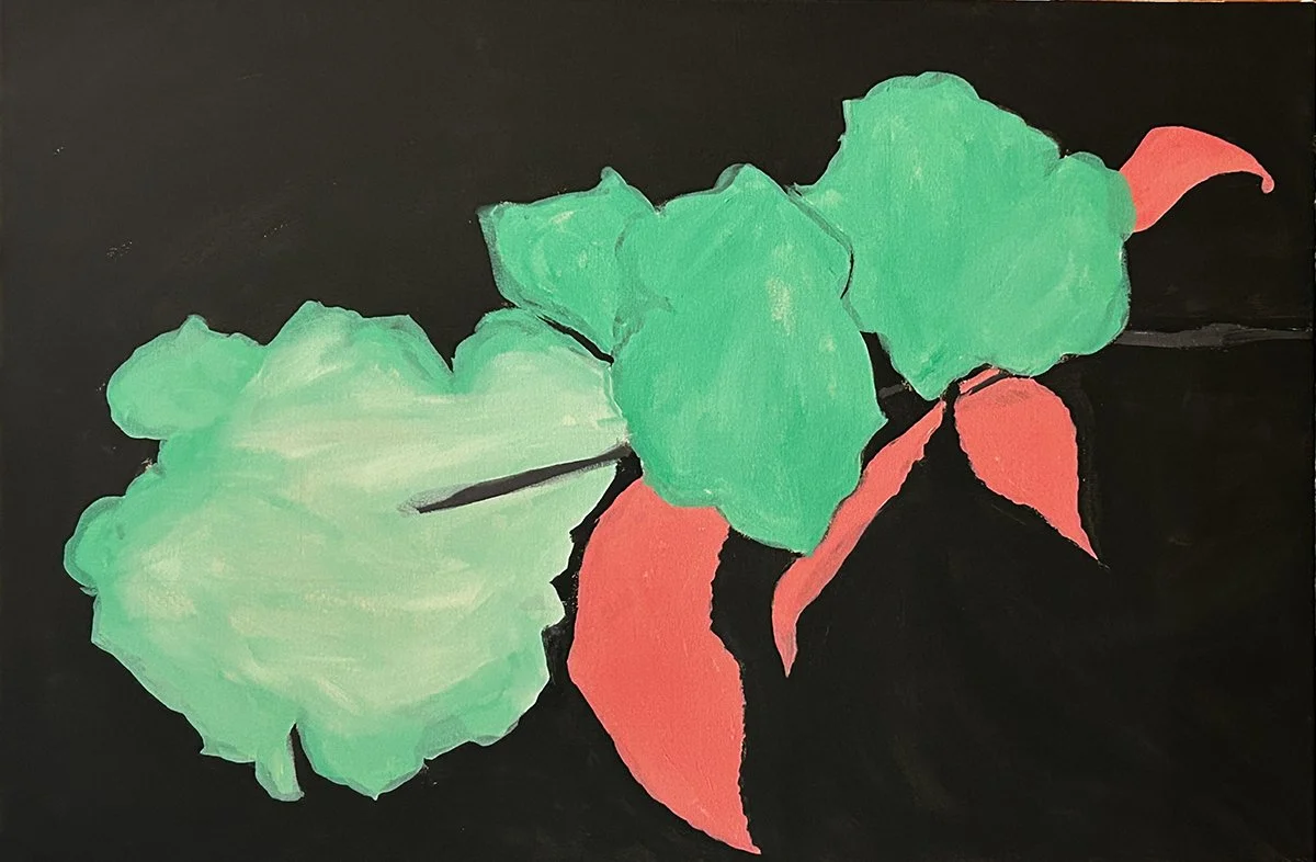 The underpainting for my next piece of art, The Camellia Branch with Bellingrath VIP