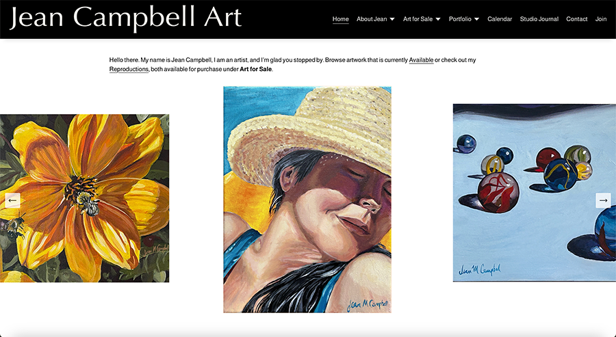 Updated website featuring the art of Birmingham, Alabama artistJean Campbell