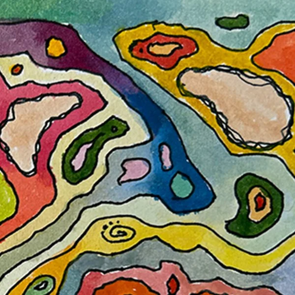 Watercolor and line art detail