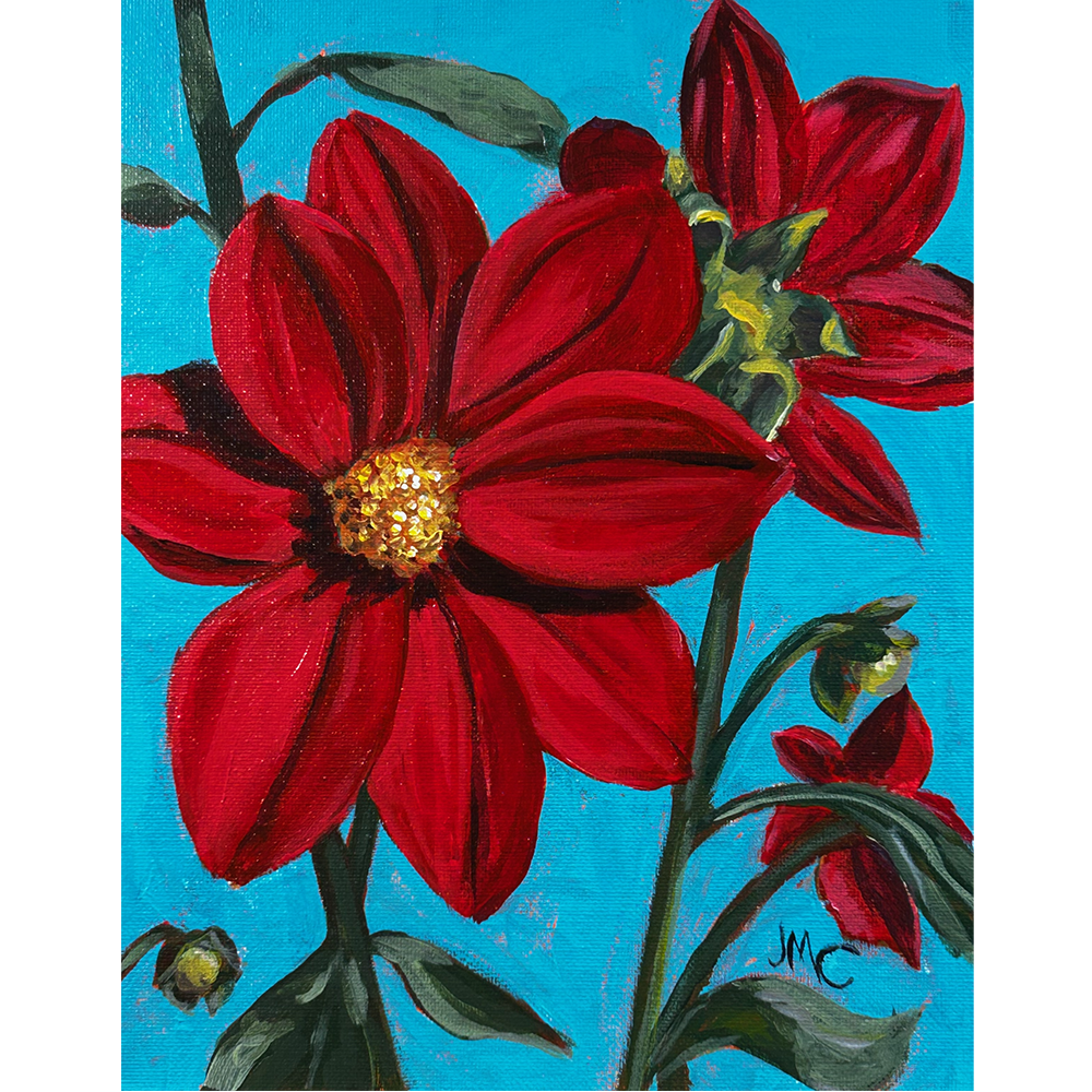 Dazzling Dahlia - Acrylic on Canvas Board - 8” x 10”