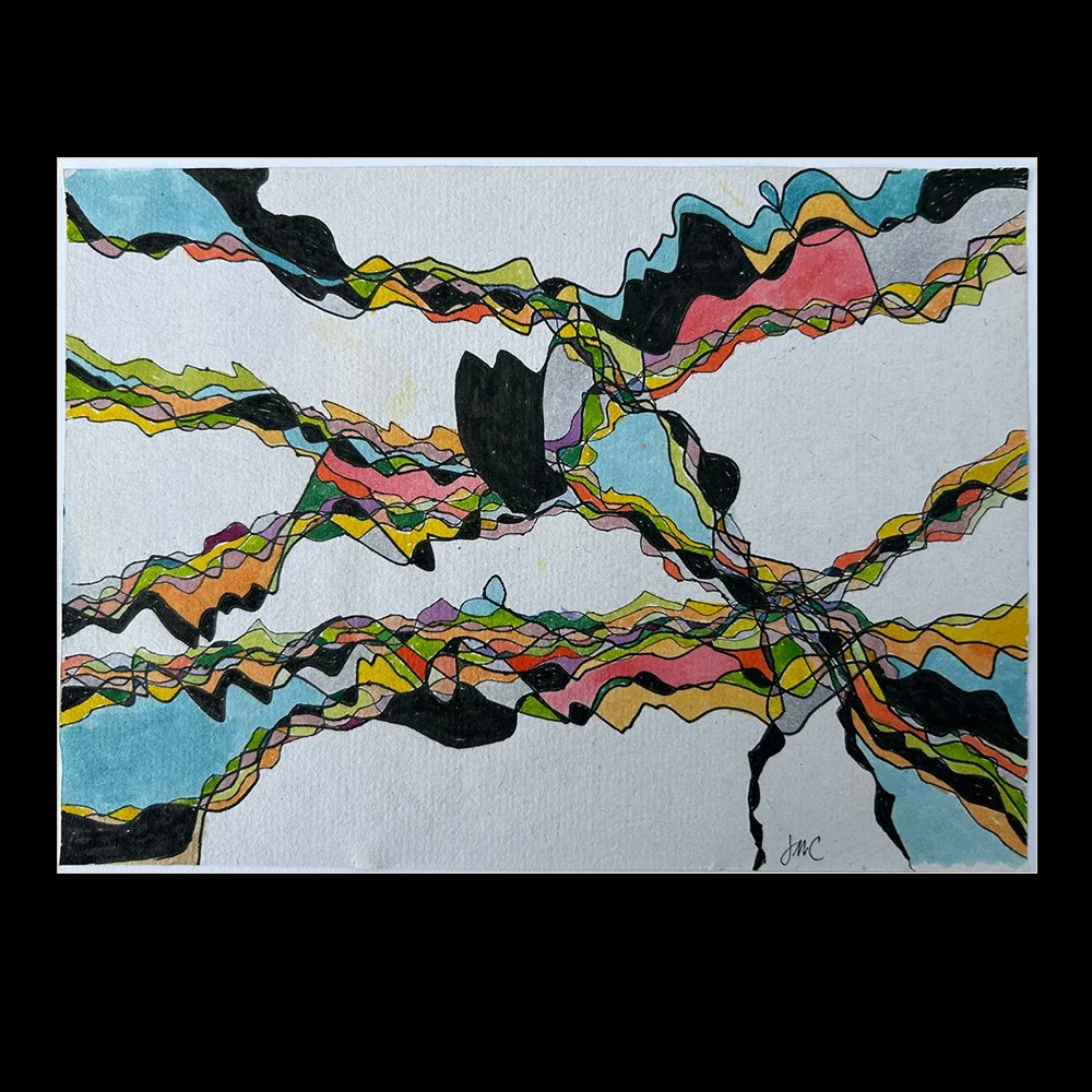 Color Waves - 7" x 5" - Watercolor & Ink on Paper