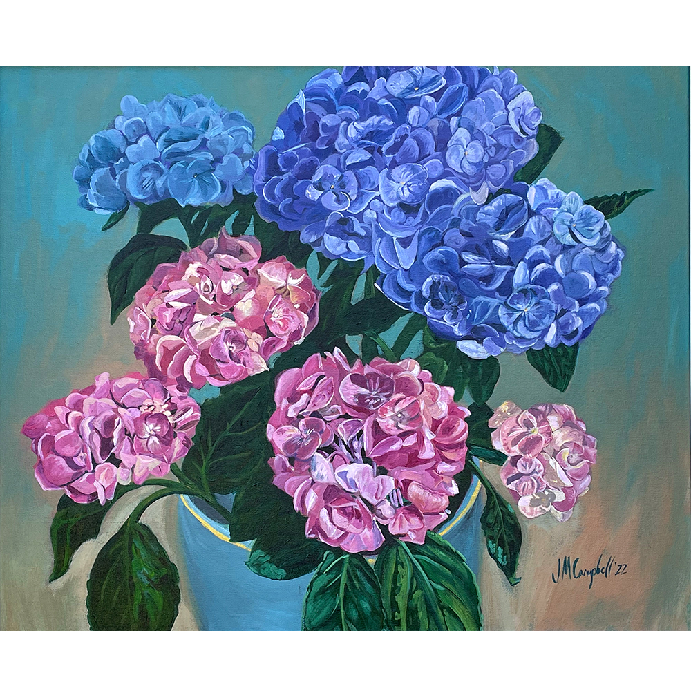 Isla's Hydrangeas - Acrylic on Canvas - 24” x 18”