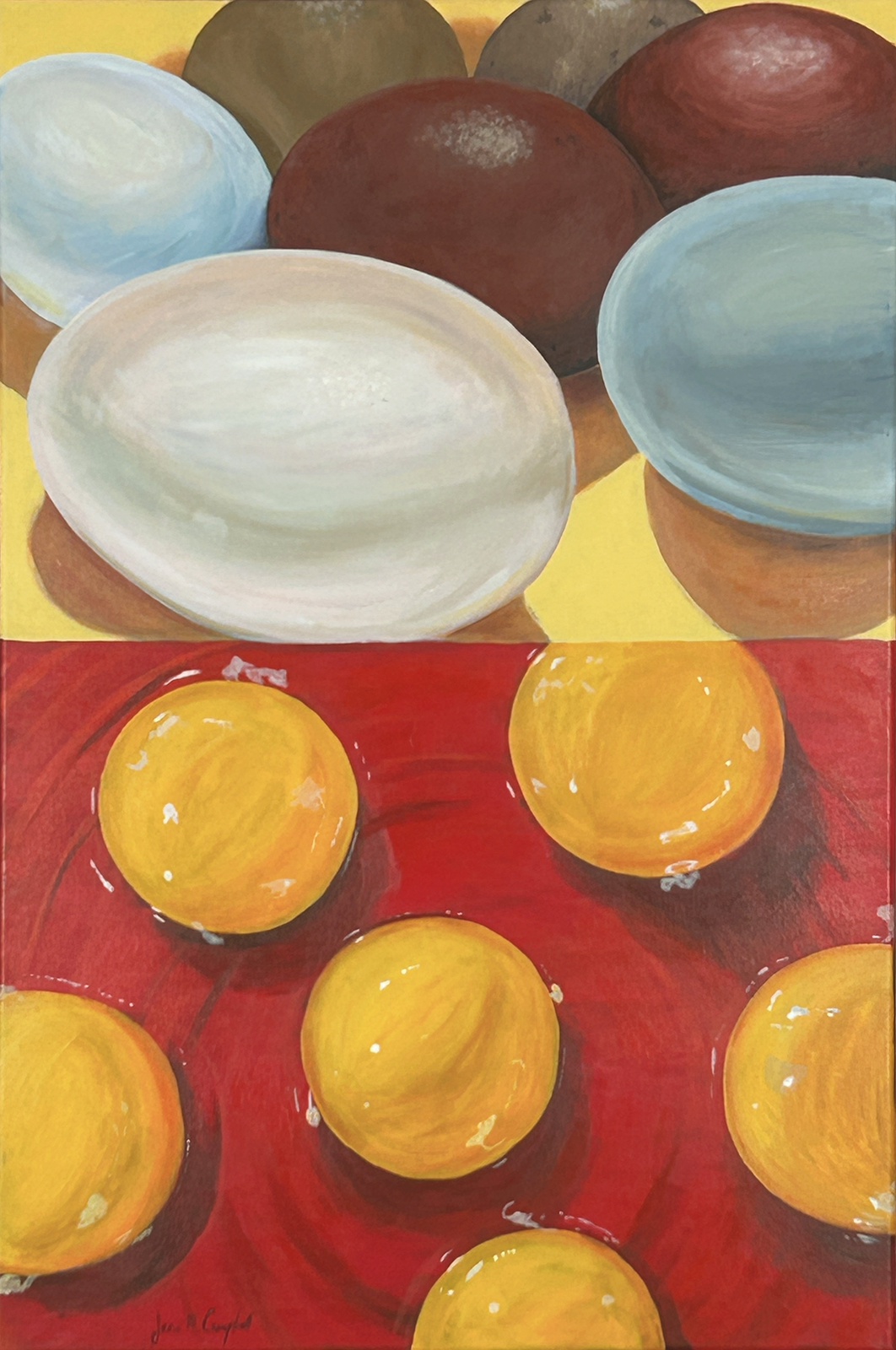 Eggs and Yolks acrylic painting
