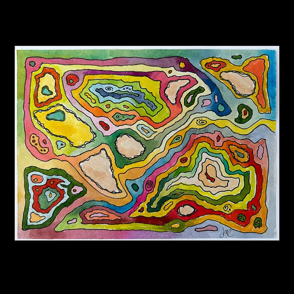 Color Maze - 7" x 5" - Watercolor & Ink on Paper