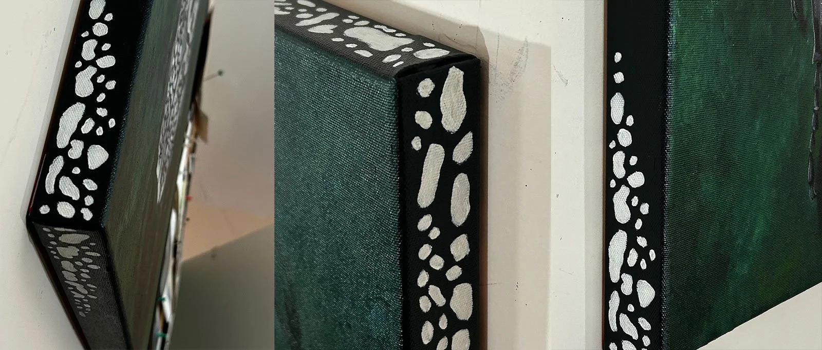 Decoration around two corners of the frame echo the beetle's lovely patterns.