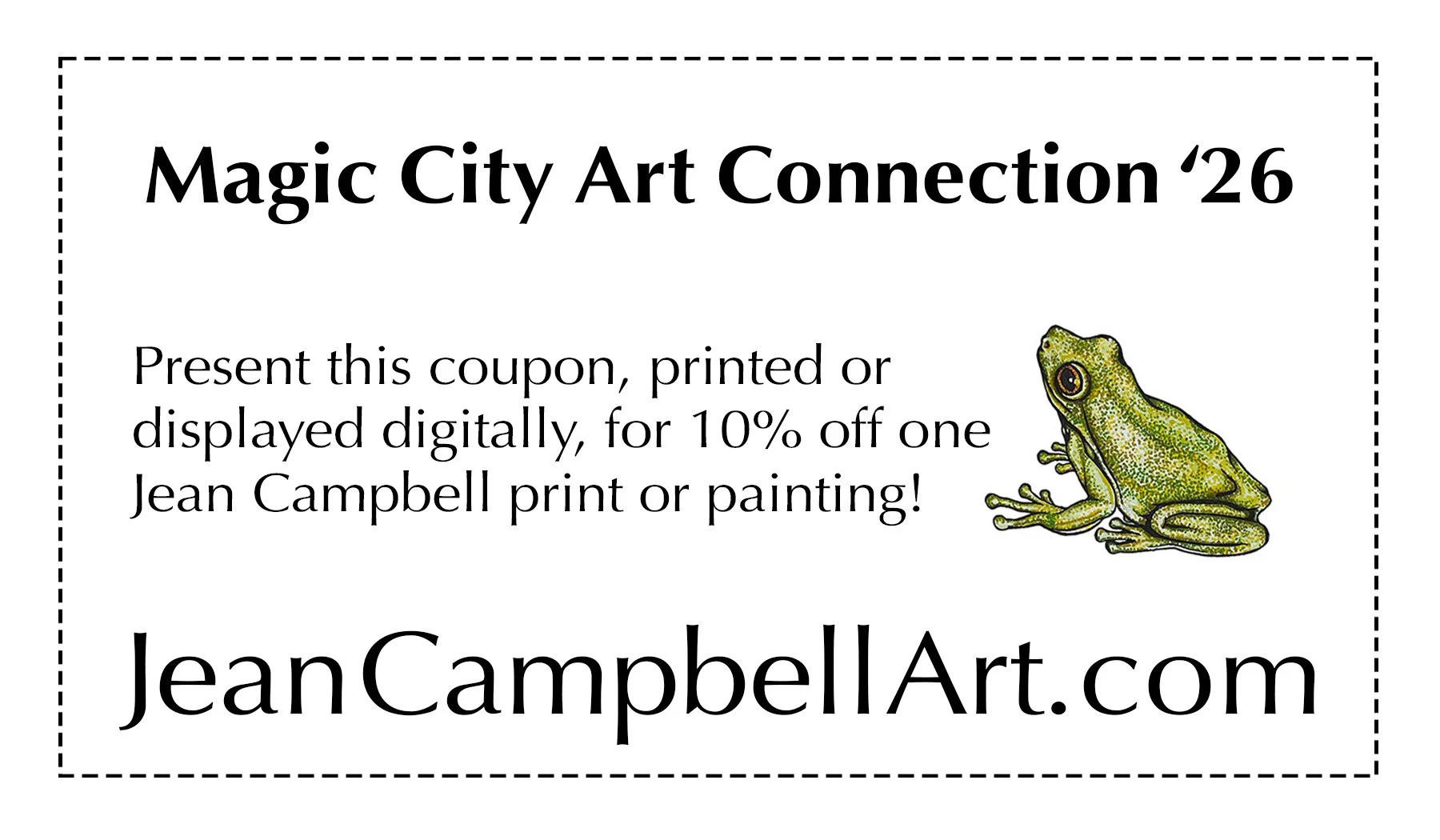 Coupon for 10% off one giclée print of Jean Campbell's artwork.