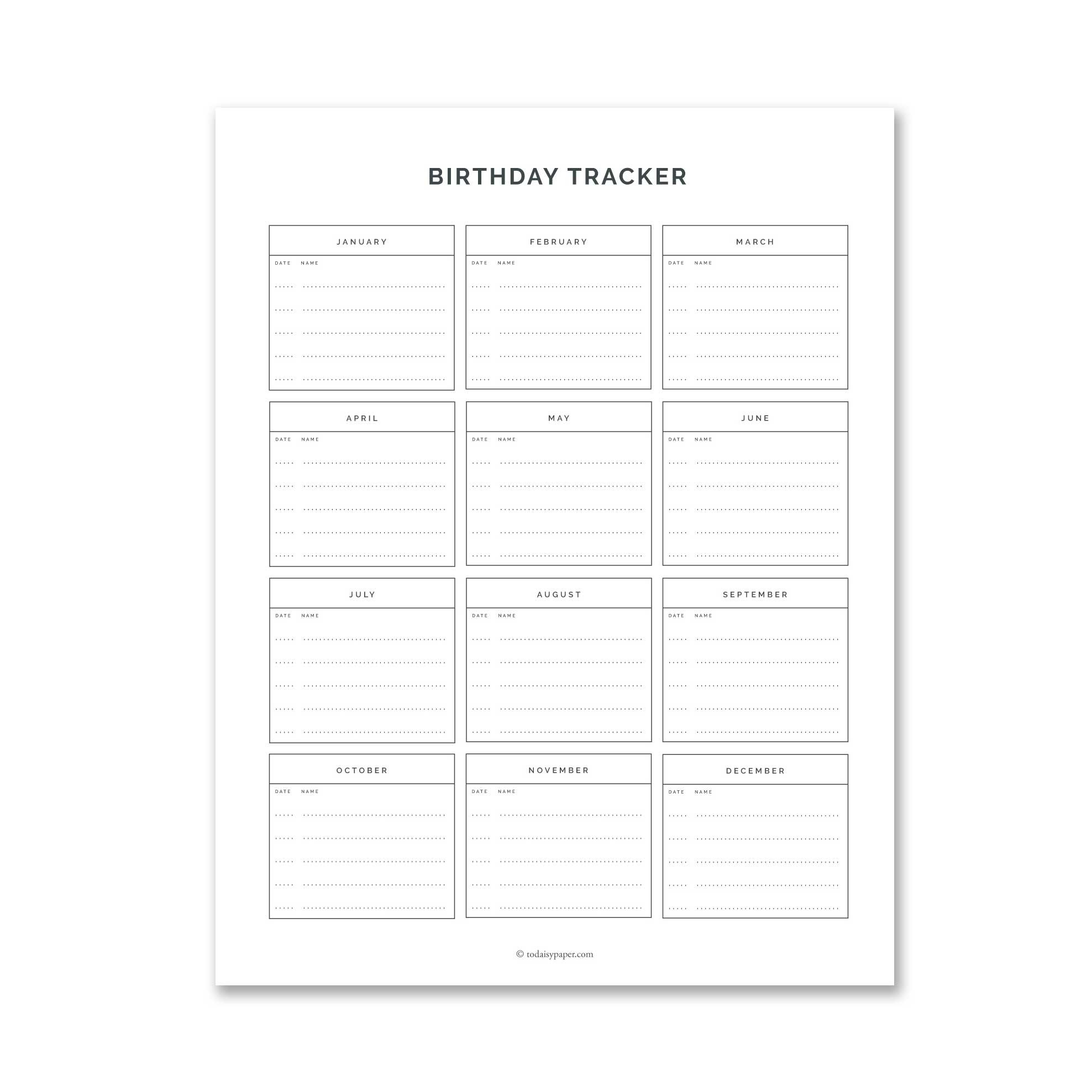 FREE BIRTHDAY TRACKER