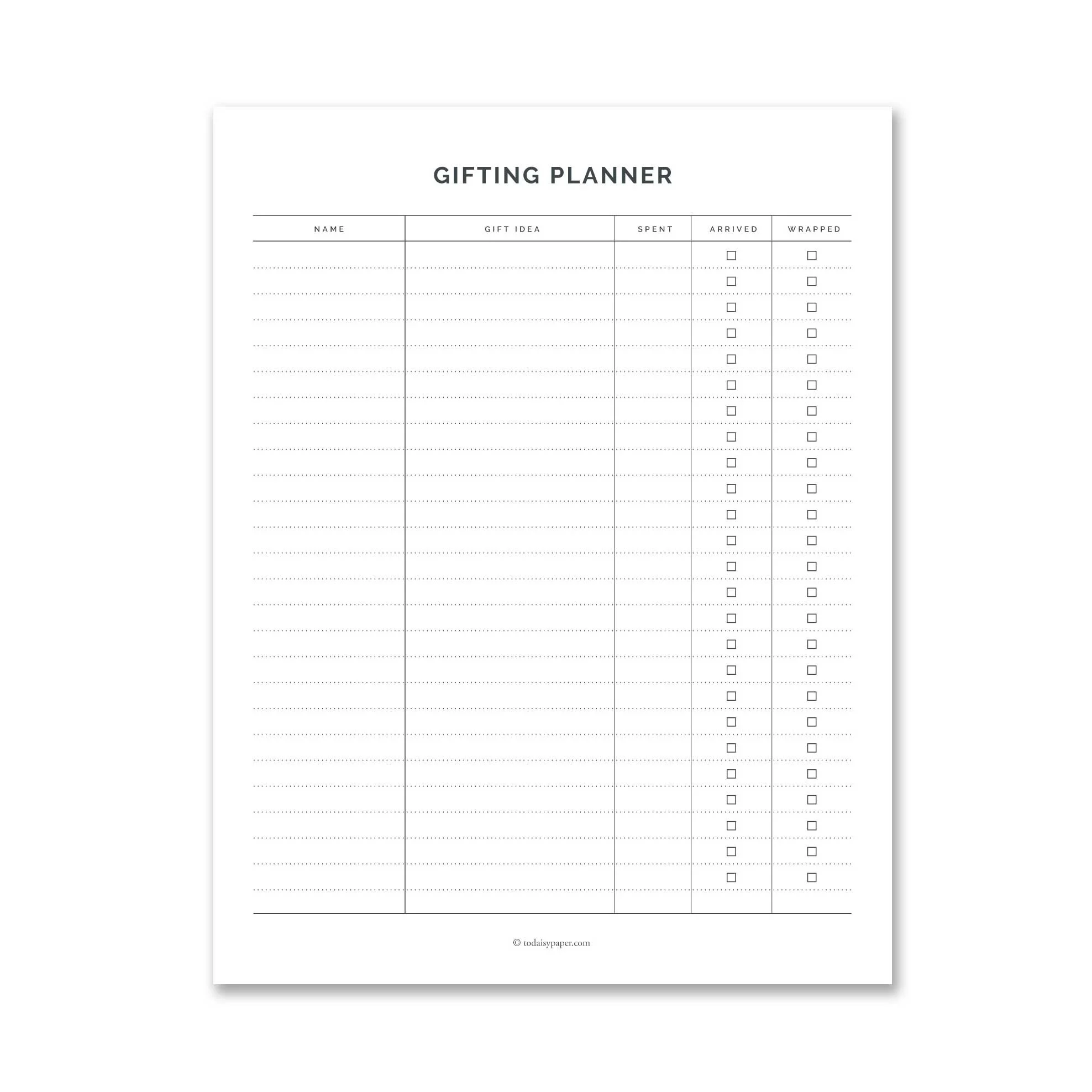 free gift planner