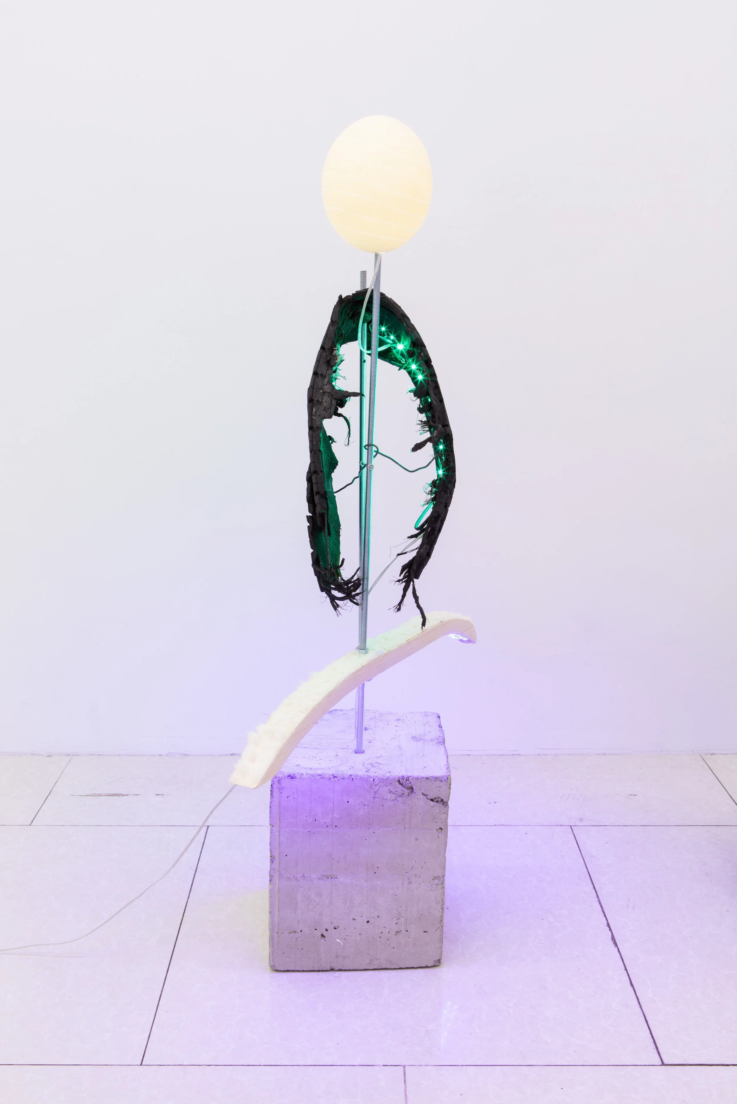 Art installation with illuminated sculptures by artist Lizzie Wright in 2017 at Rawson Projects in NYC.
