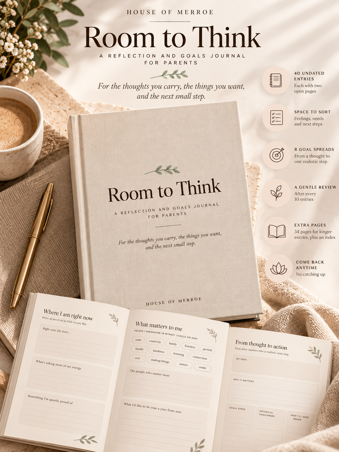 Room to Think Journal: A Reflection and Goals Journal for Parents - Hardback