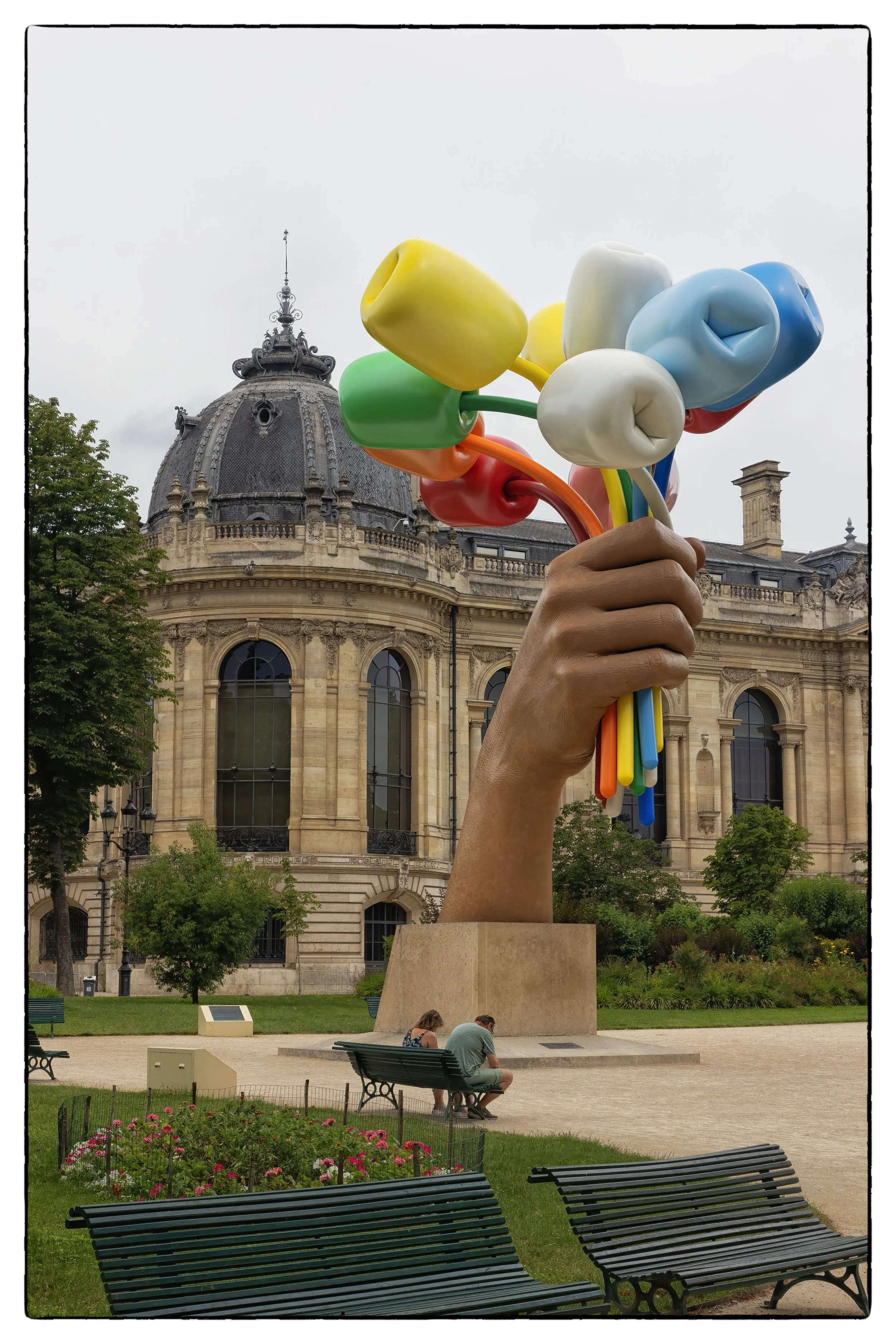 Boquet of 11 Tulips, missing 1 symbolizing those killed in Charlie Hebdo terrorist attack in Paris, 2015