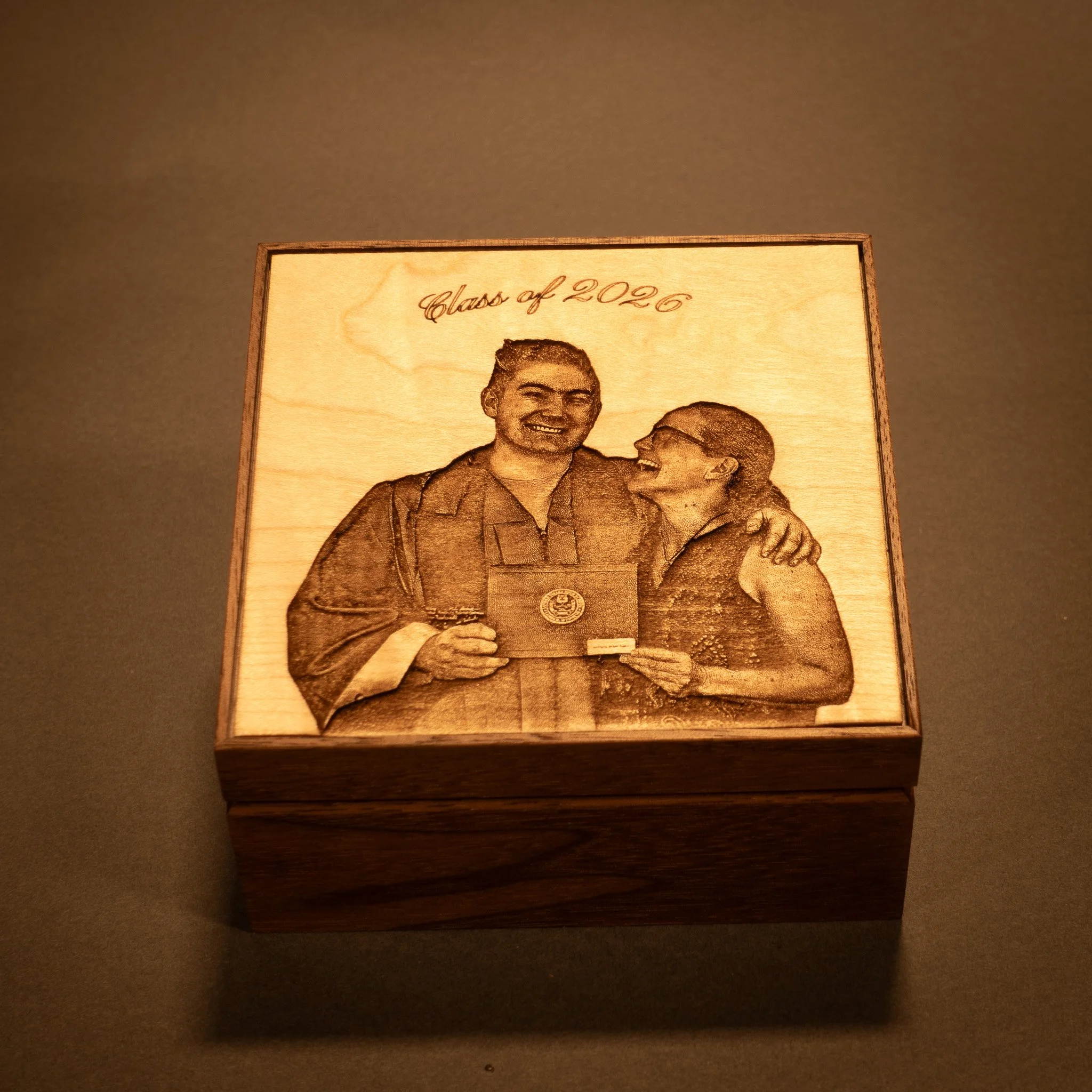 Custom Engraved Walnut & Maple Box