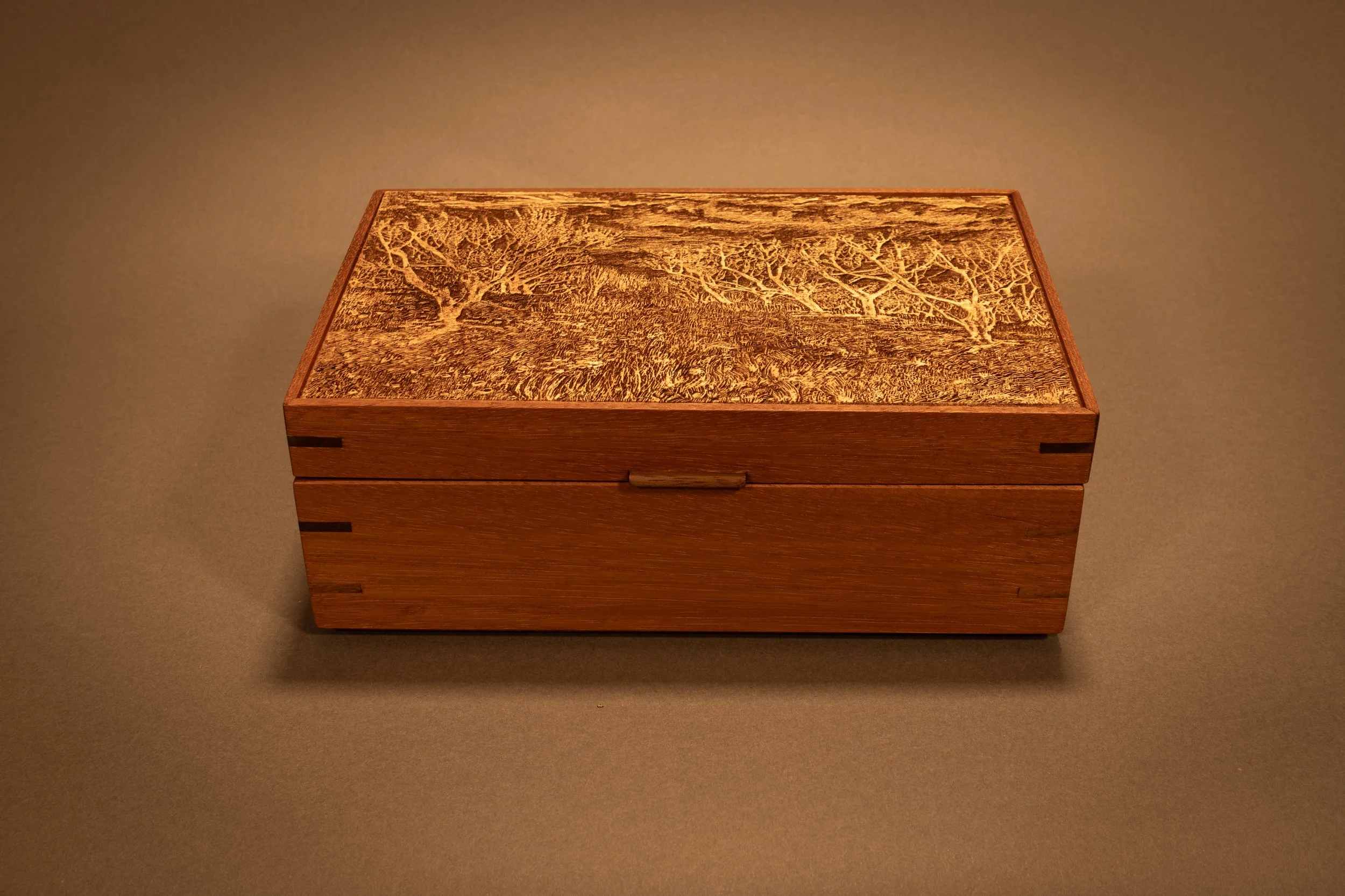 The Janet Fusco Collection — Hand-Crafted Reclaimed Mahogany Box with Original Artist Sketch