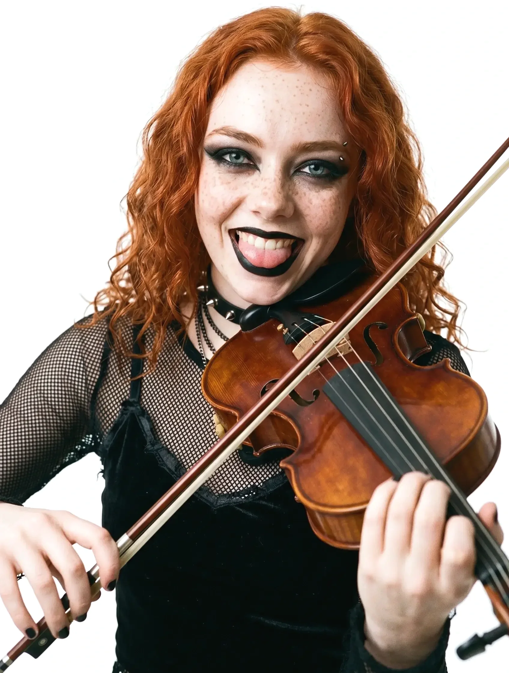 Clara Meier, violinist of the female progressive metal band Pink Paradox, playing her Revelle Model 600 violin.