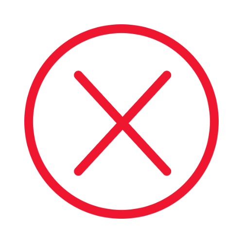 Red circle with an X inside, indicating a prohibition or no entry symbol.