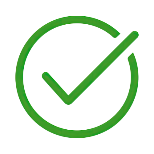 Green checkmark inside a circular outline to symbolize approval or correctness.