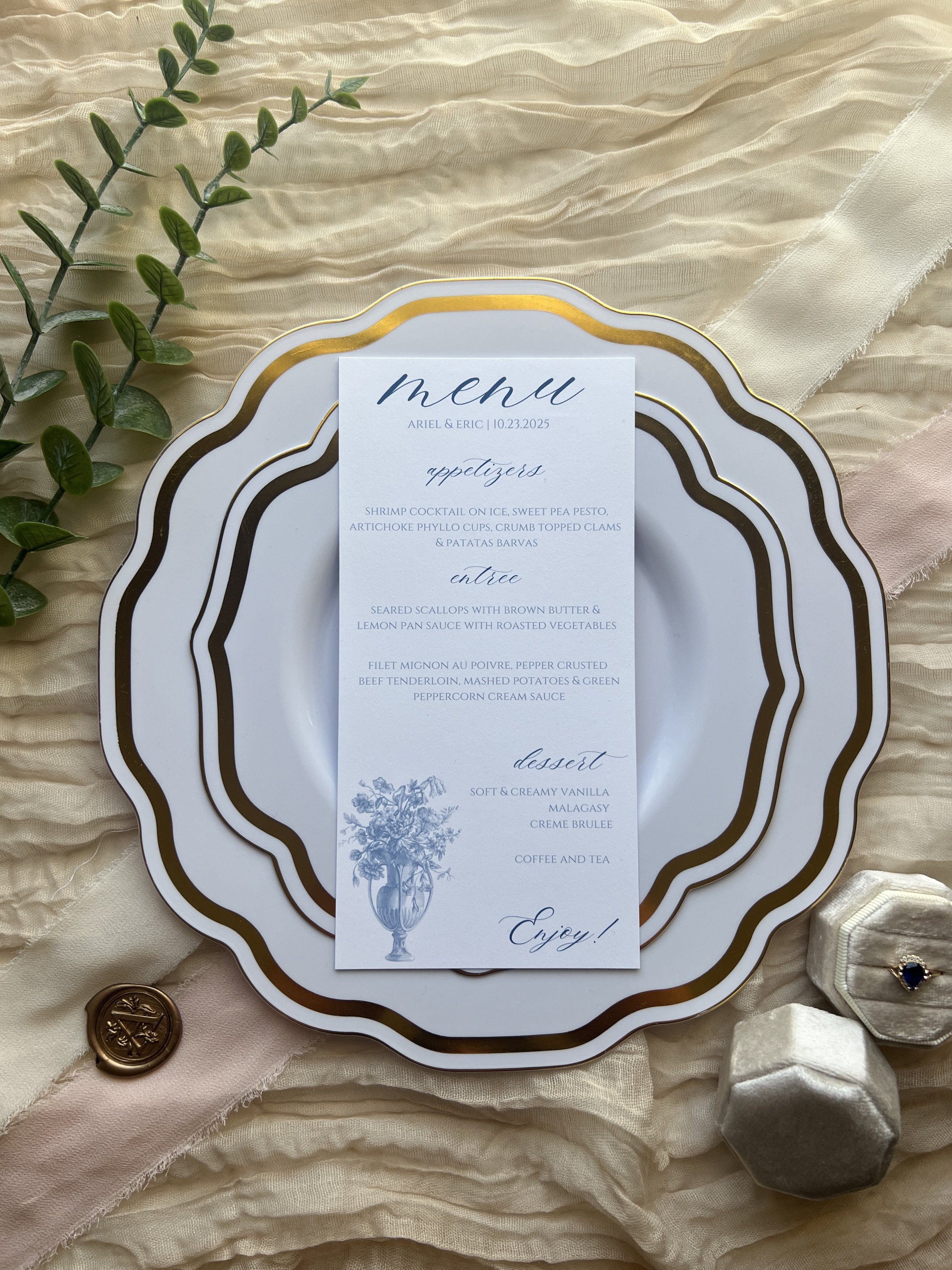 Late Blue Gray Vintage Menu