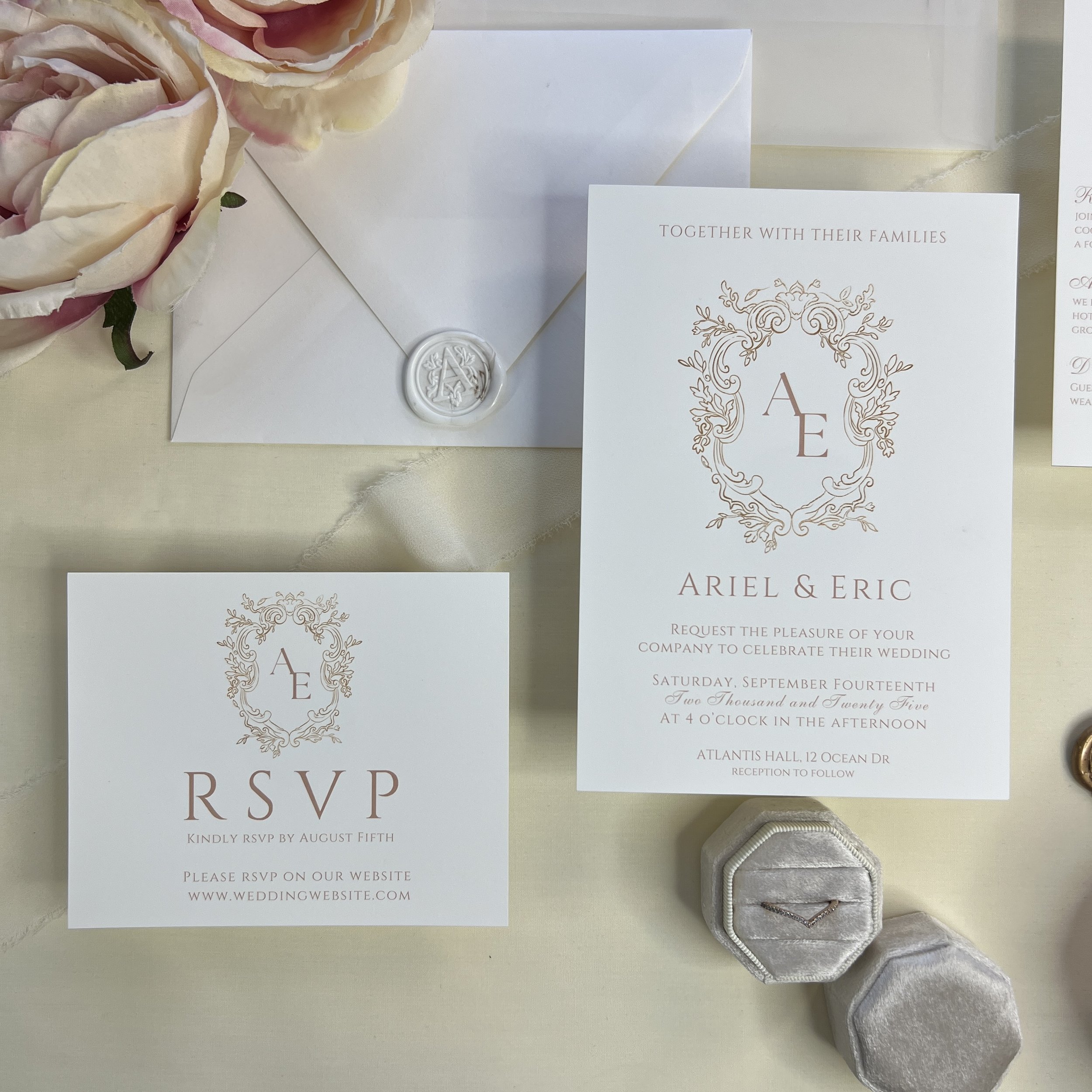 Beige Vintage Invitation Set