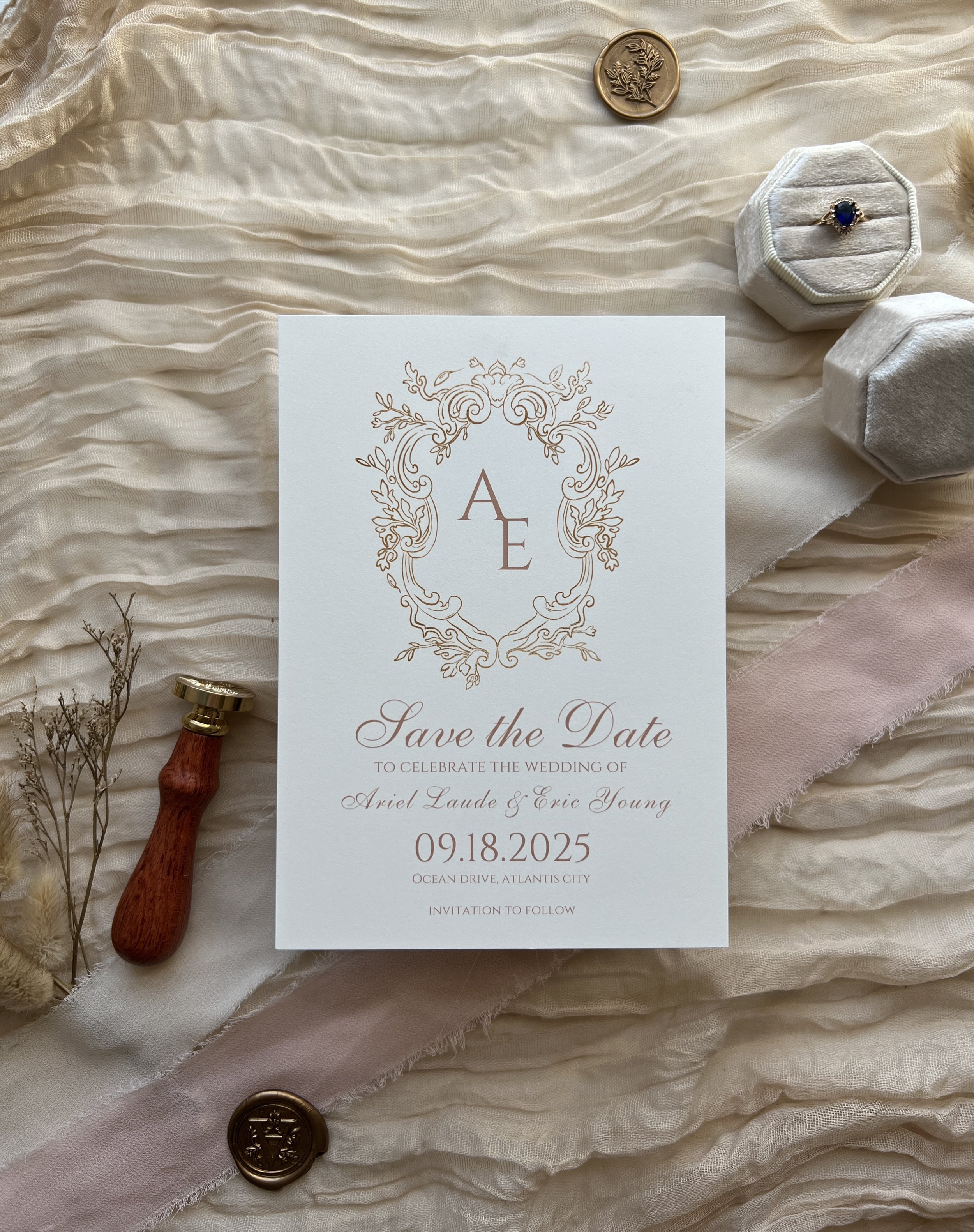Beige Vintage Save the Dates