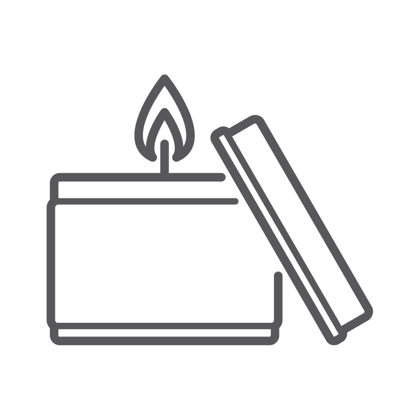 Outline drawing of a lit candle.