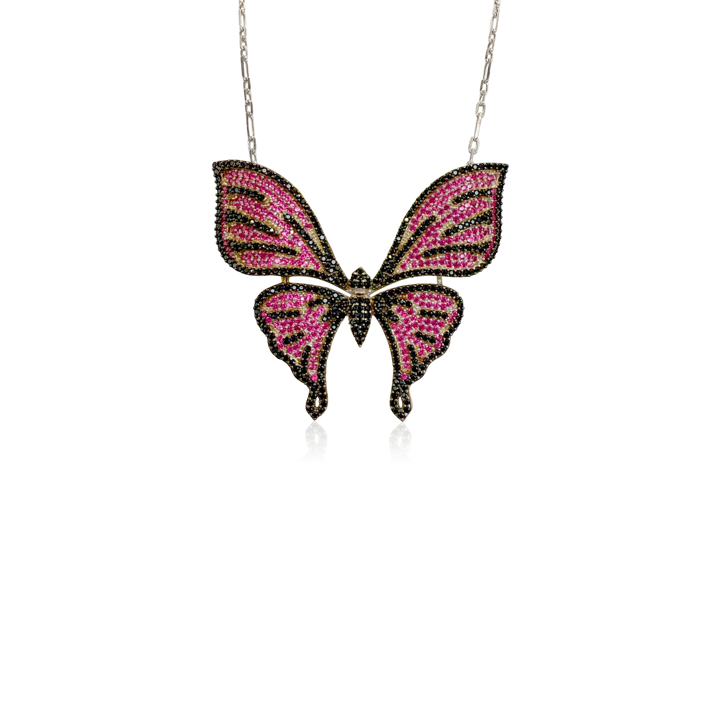 Pink Diamond Butterfly Necklace