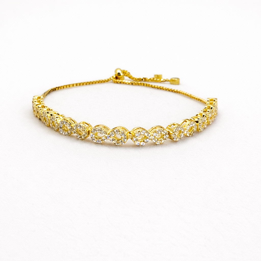 Halo Tennis Bracelet in Gold