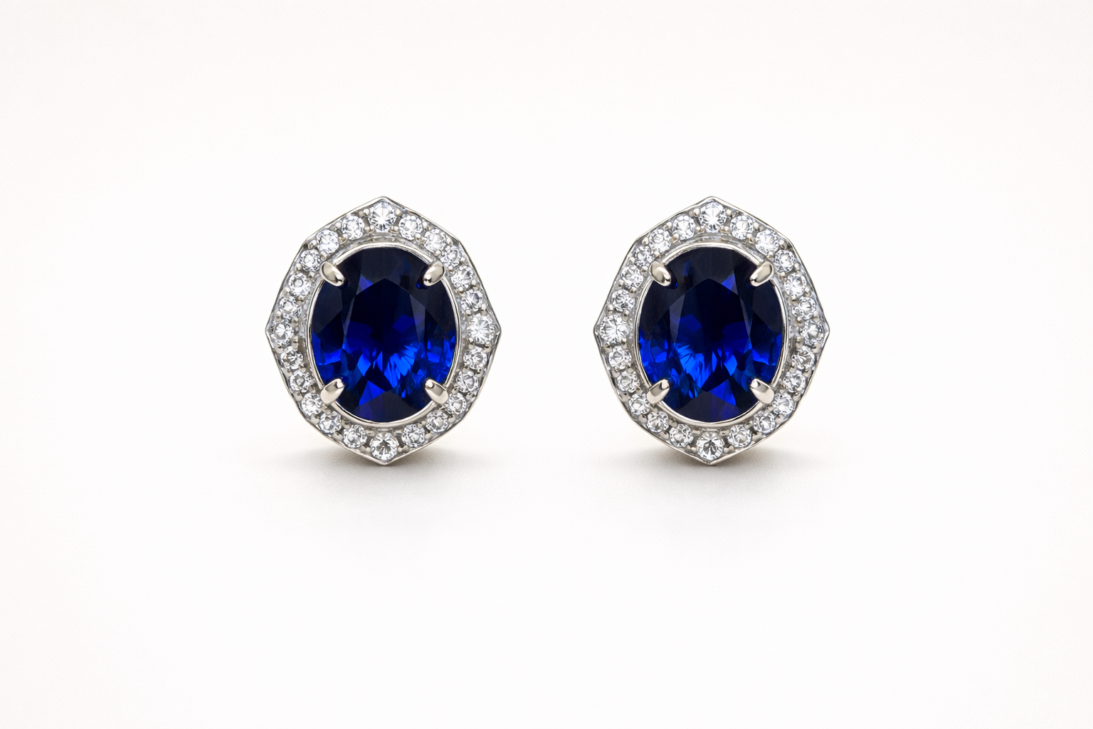 Sapphire and Diamond Halo Earrings