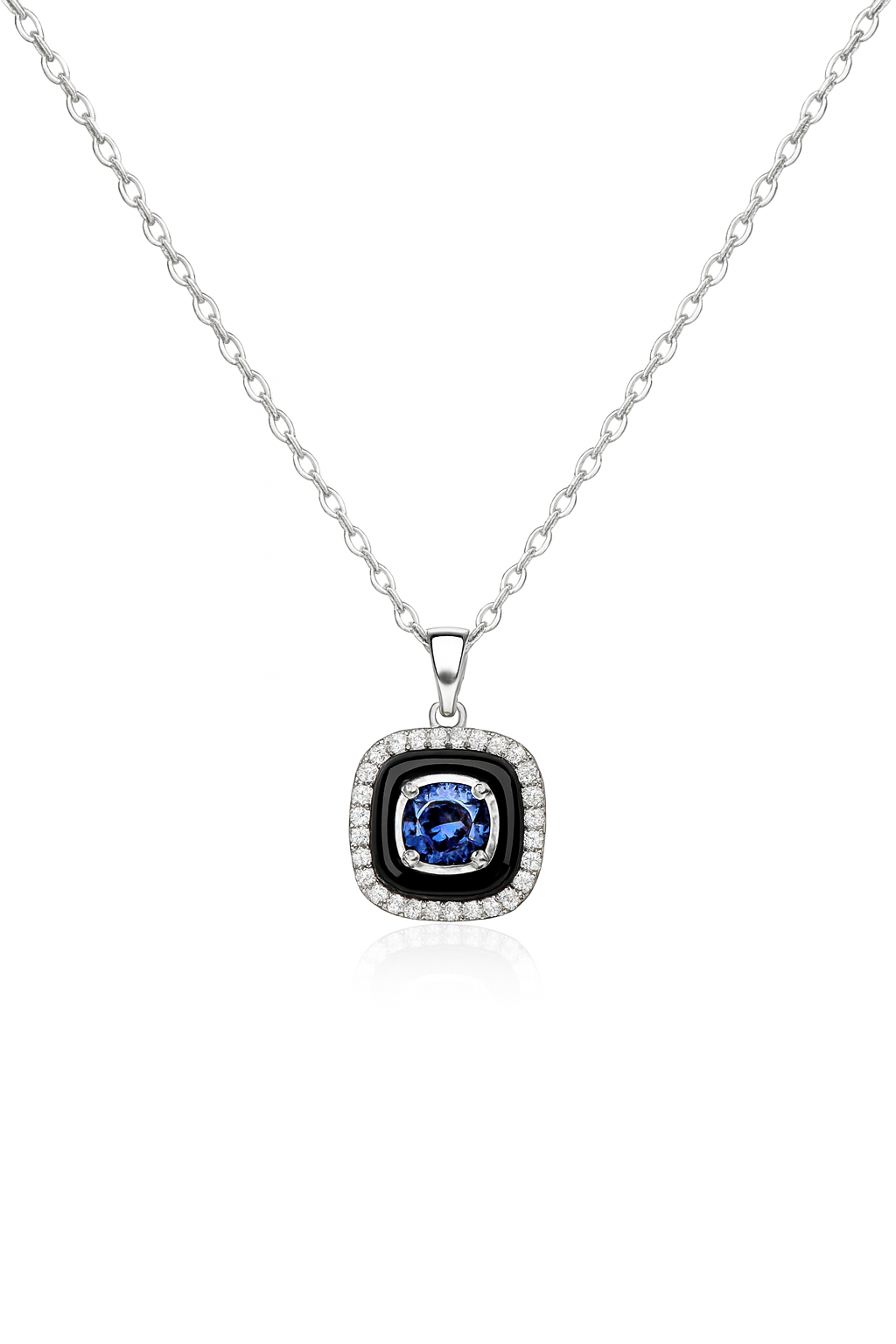 Petite Cushion Cut Halo Necklace