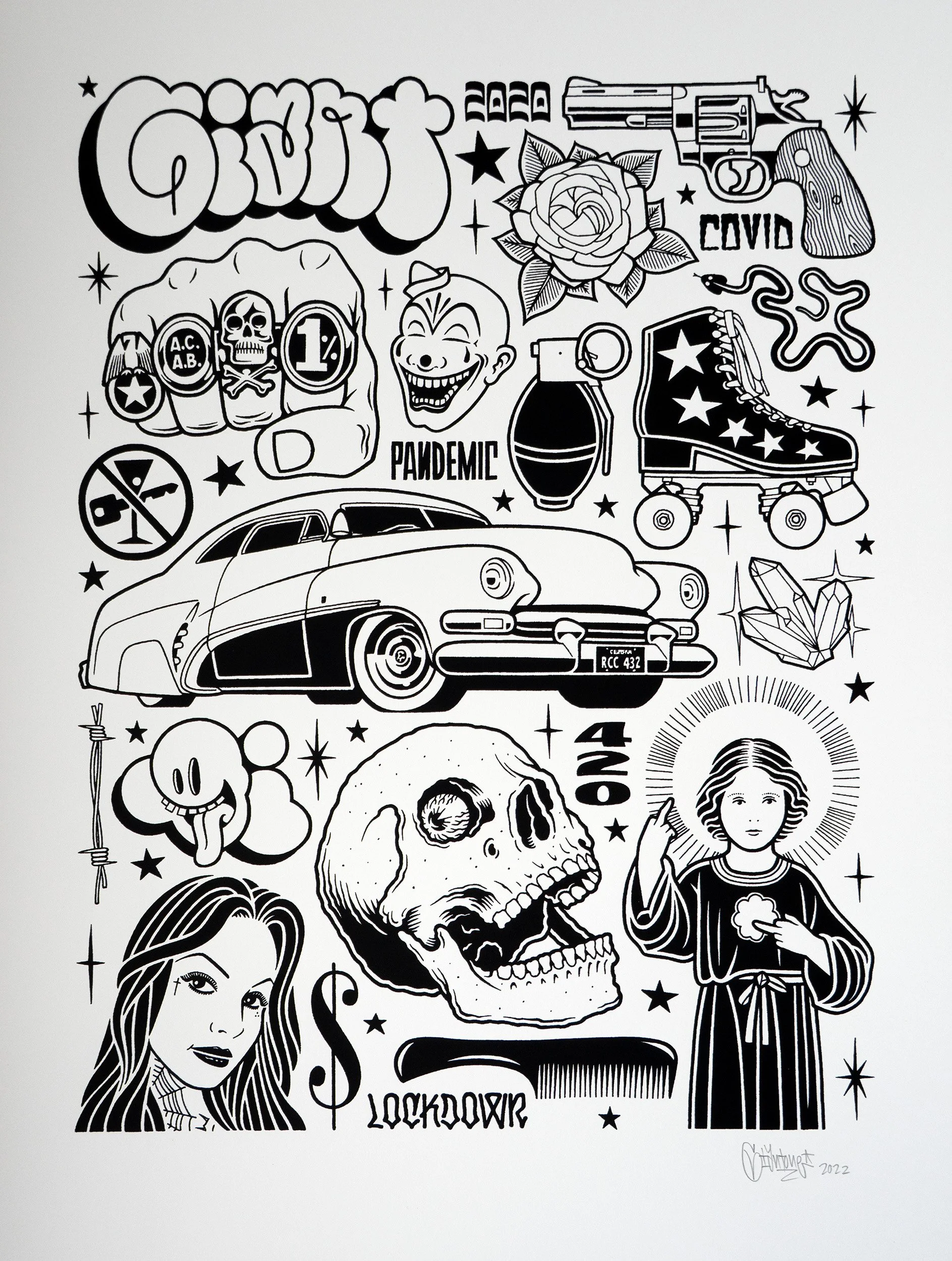 Mike Giant-Covid Screenprint