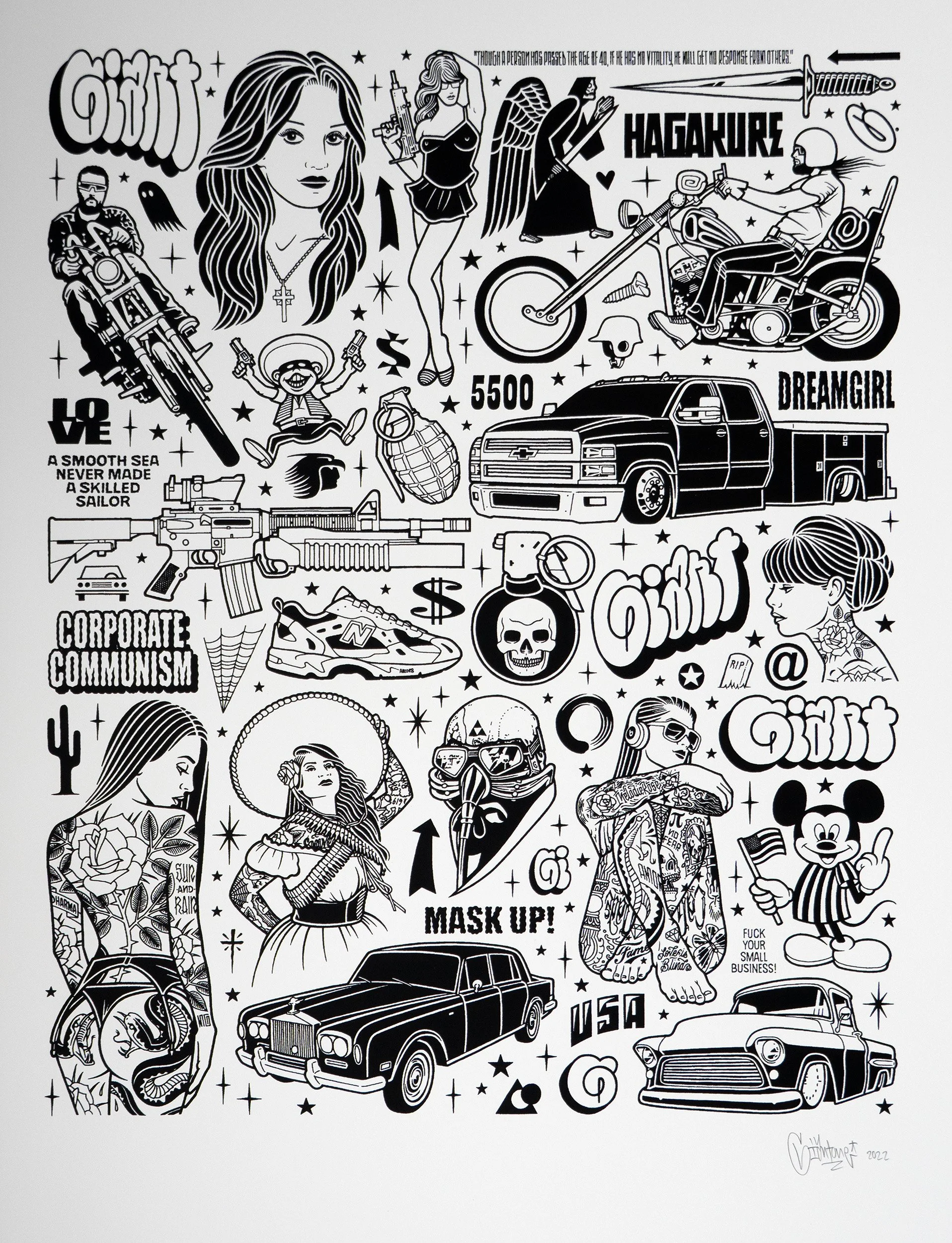 Mike Giant-Mask Up Screenprint