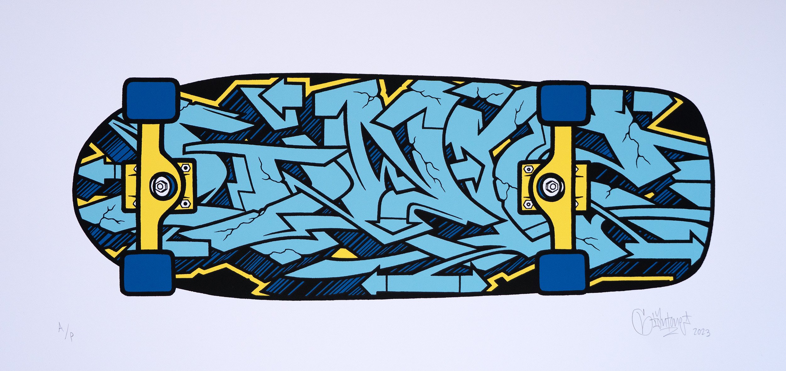 Mike Giant-Semi Wild (Blue/Yellow) Screenprint
