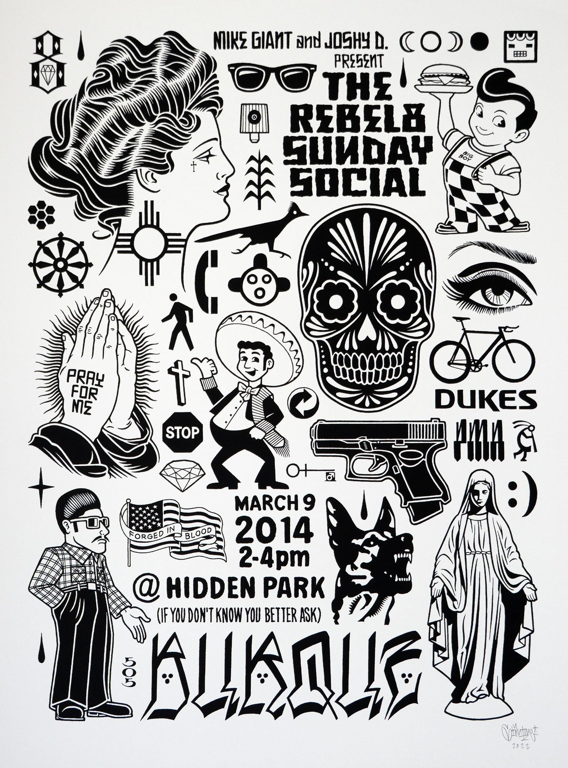 Mike Giant-Rebel Sunday Social Screenprint