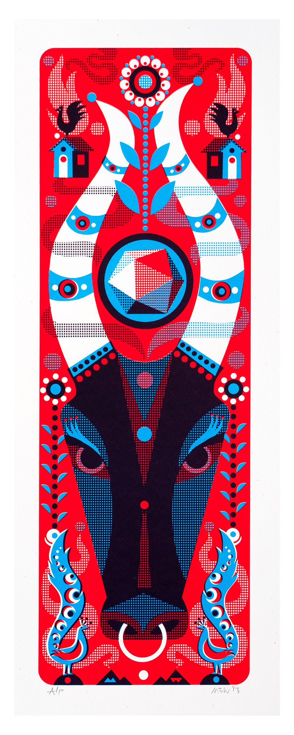 Michael Wertz-Bull Screenprint (Red)