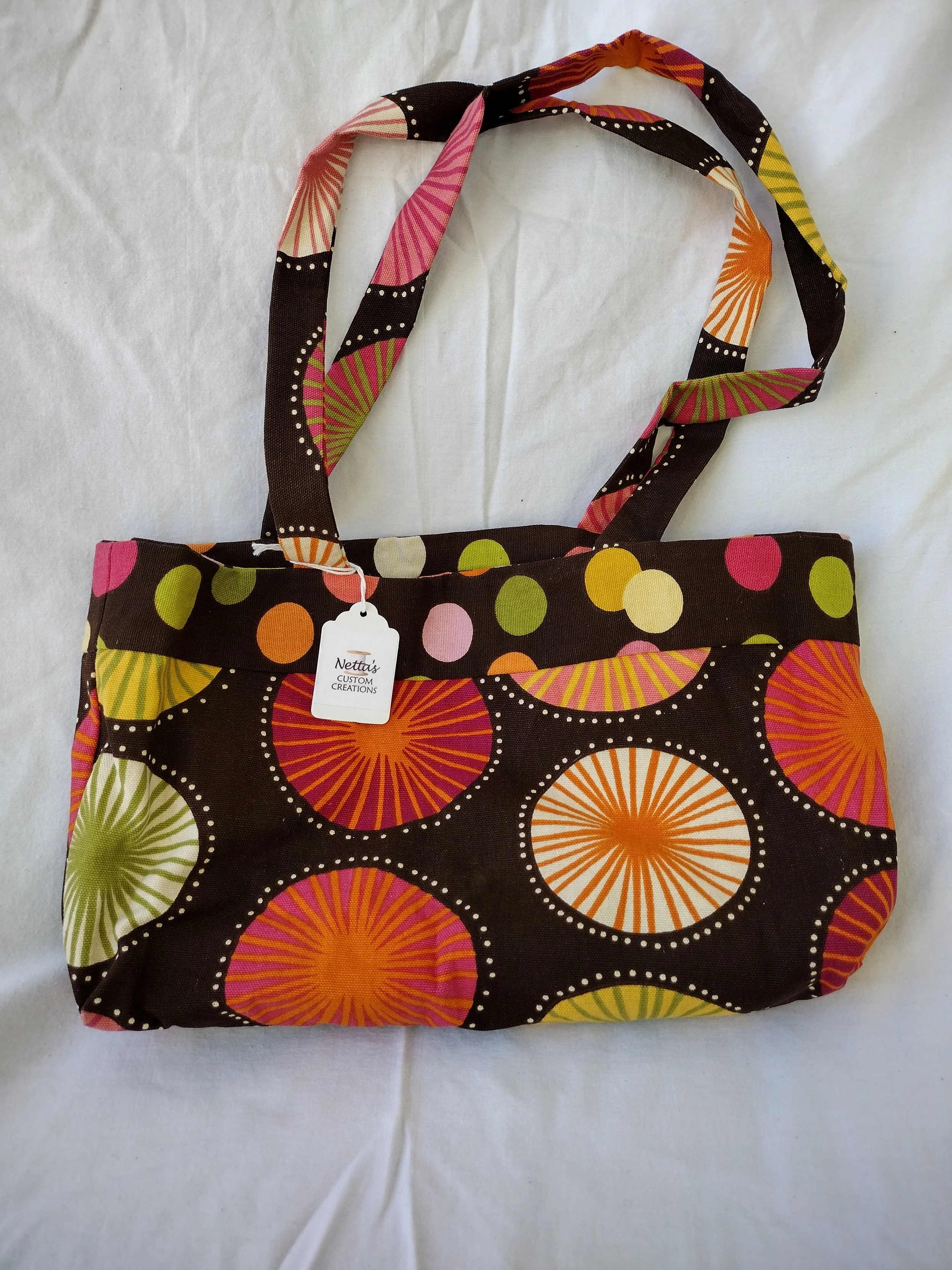 Brown with Neon Wide Standard Tote - Small
