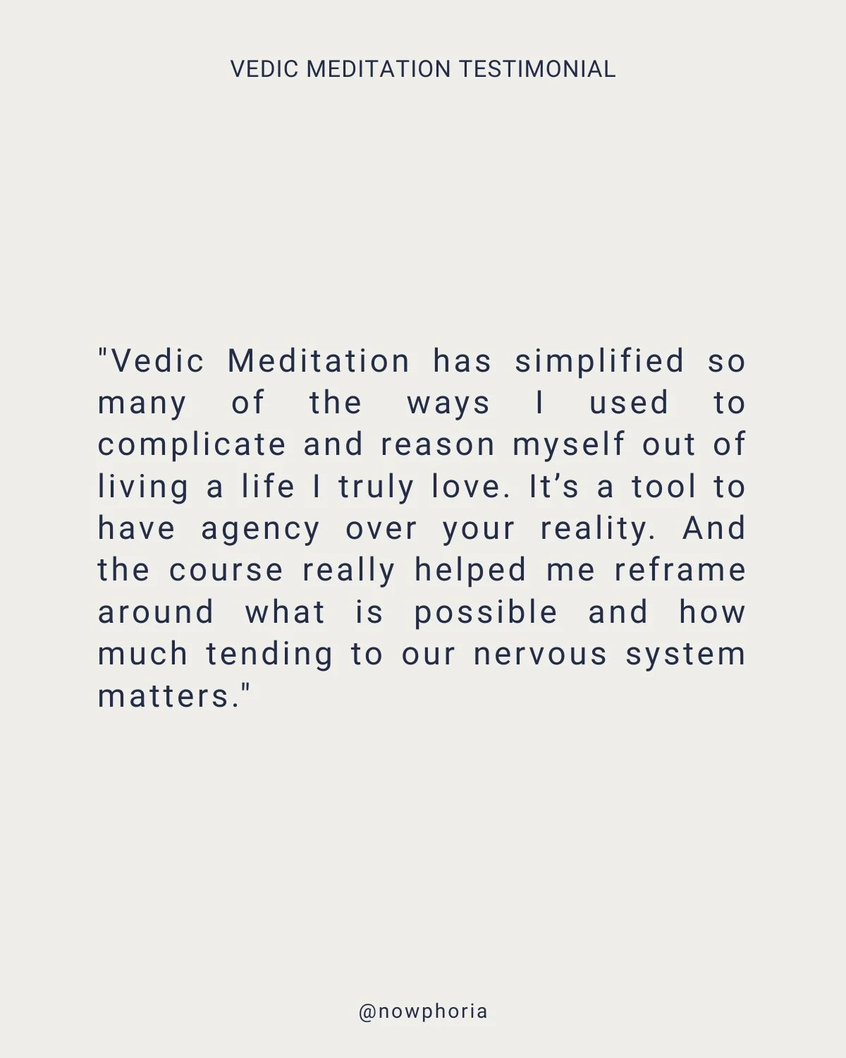 Regulating, together ✌🏽Recent testimonials practicing Vedic Meditation. 

#vedicmeditation 
#nowphoria