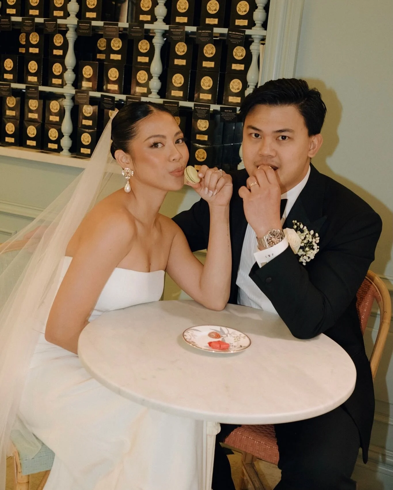 I &amp; J&rsquo;s quick macaron run after their registry wedding at the Old Treasury Building. A little sugar to celebrate a sweet new chapter 🤍