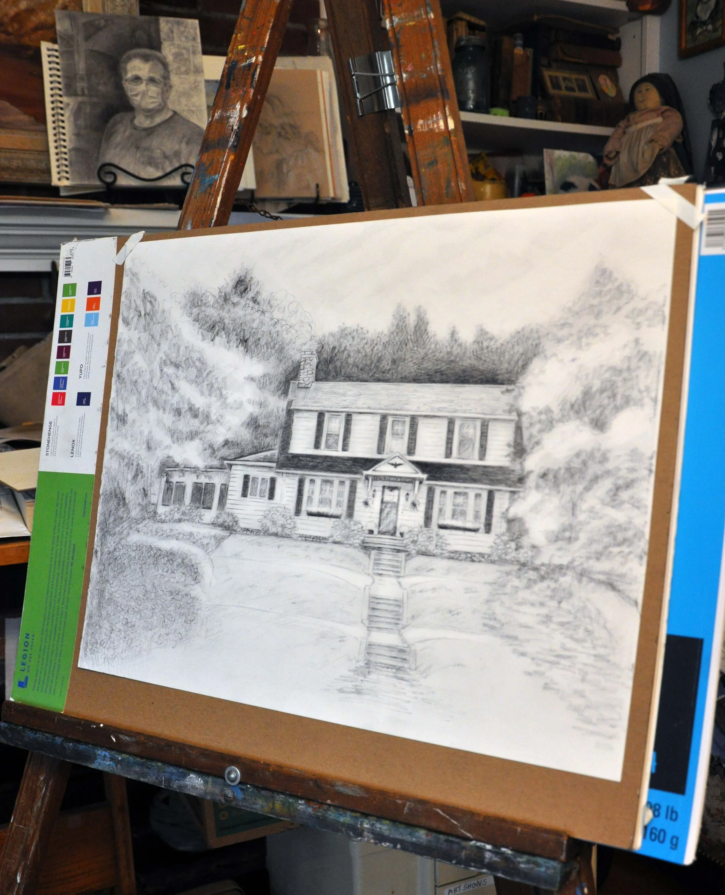 Charcoal under drawing on my easel.jpg