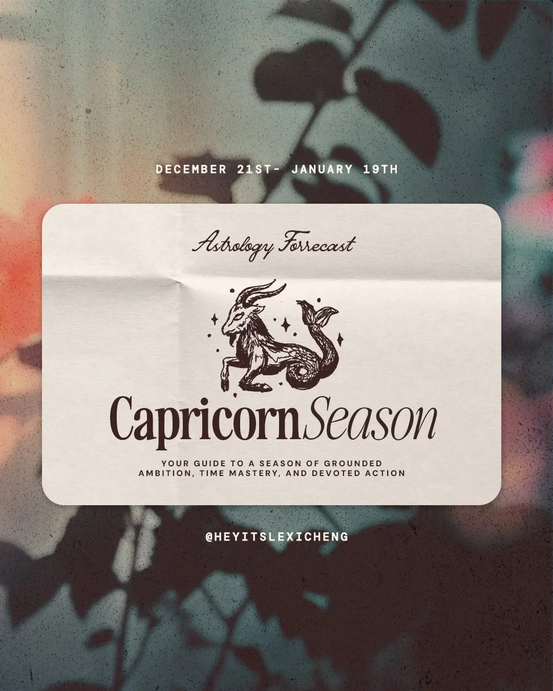 Capricorn season always hits different for me.

With so much Cap energy in my chart this season feels like coming home. It&rsquo;s when everything clicks into place. When the fog clears and I can finally see the path forward.

And this year? The timi