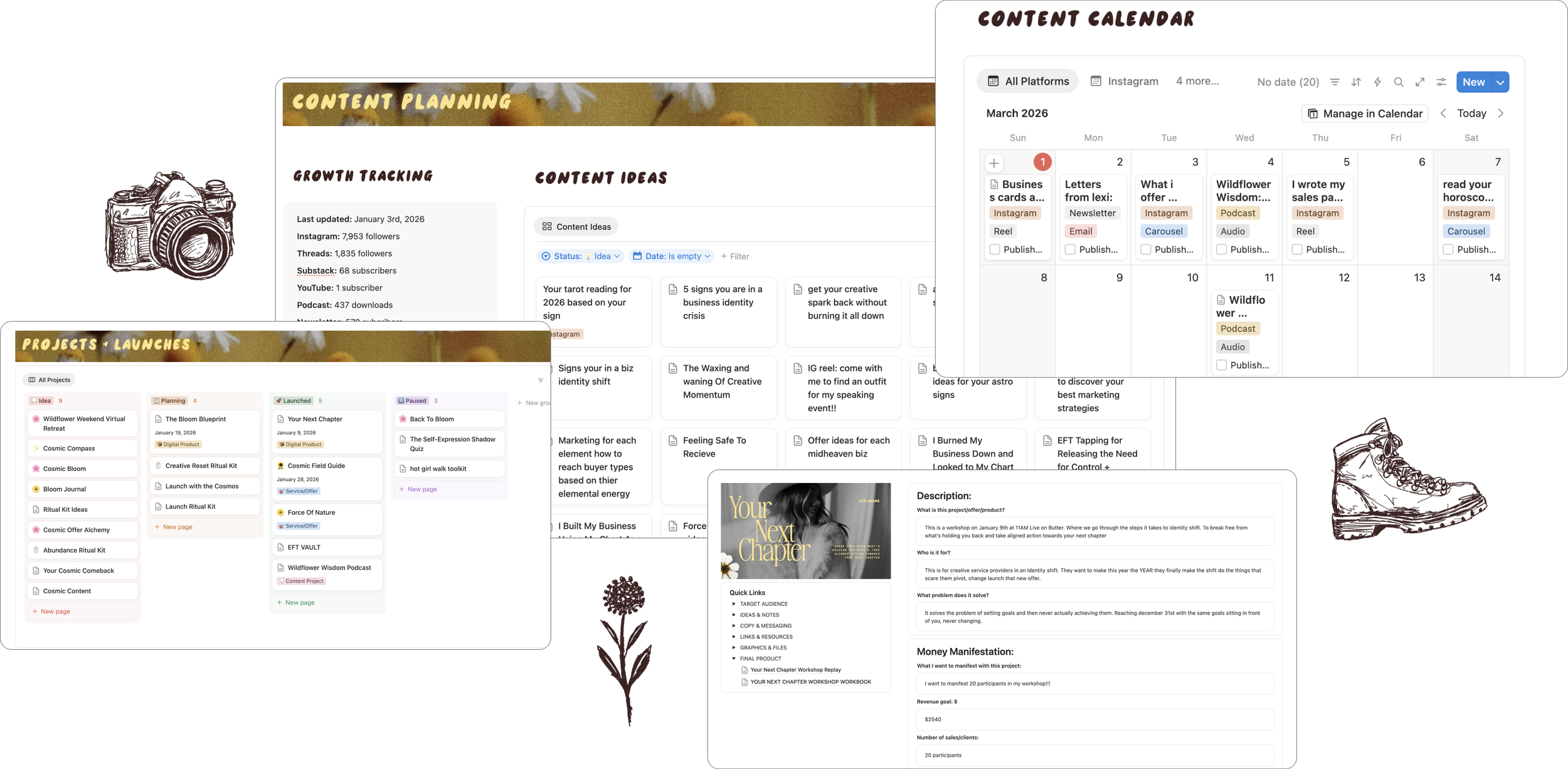 content planning notion template for creatives