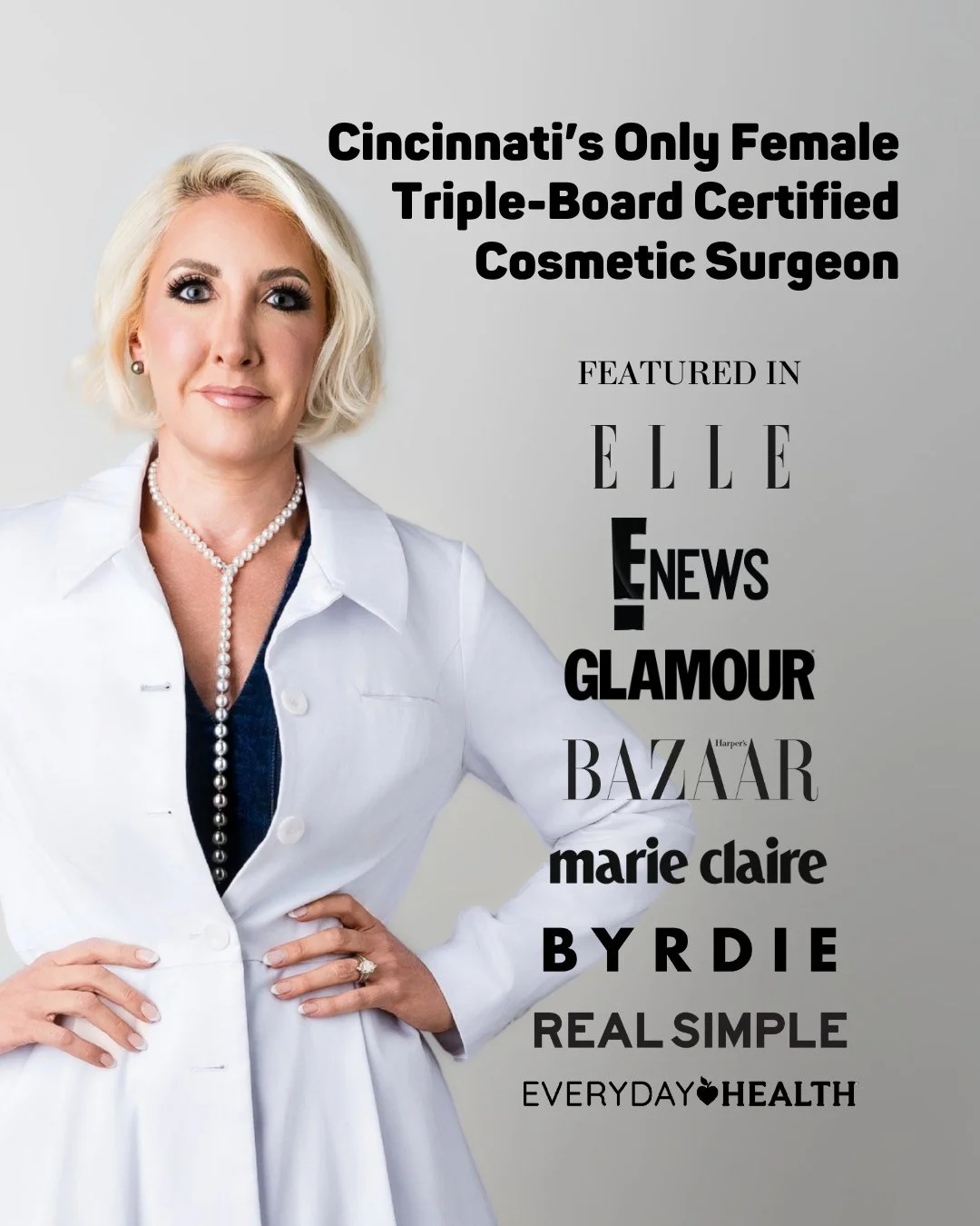 AND she's the most nationally recognized cosmetic surgeon in the region. ⁠
⁠
Dr. Gina Maccarone's triple-board certification and experience are proof of her credibility. ⁠
⁠
And her national recognition is a signal of her authority and influence in t