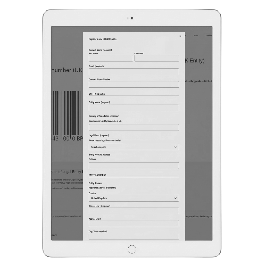 Register for LEI number form