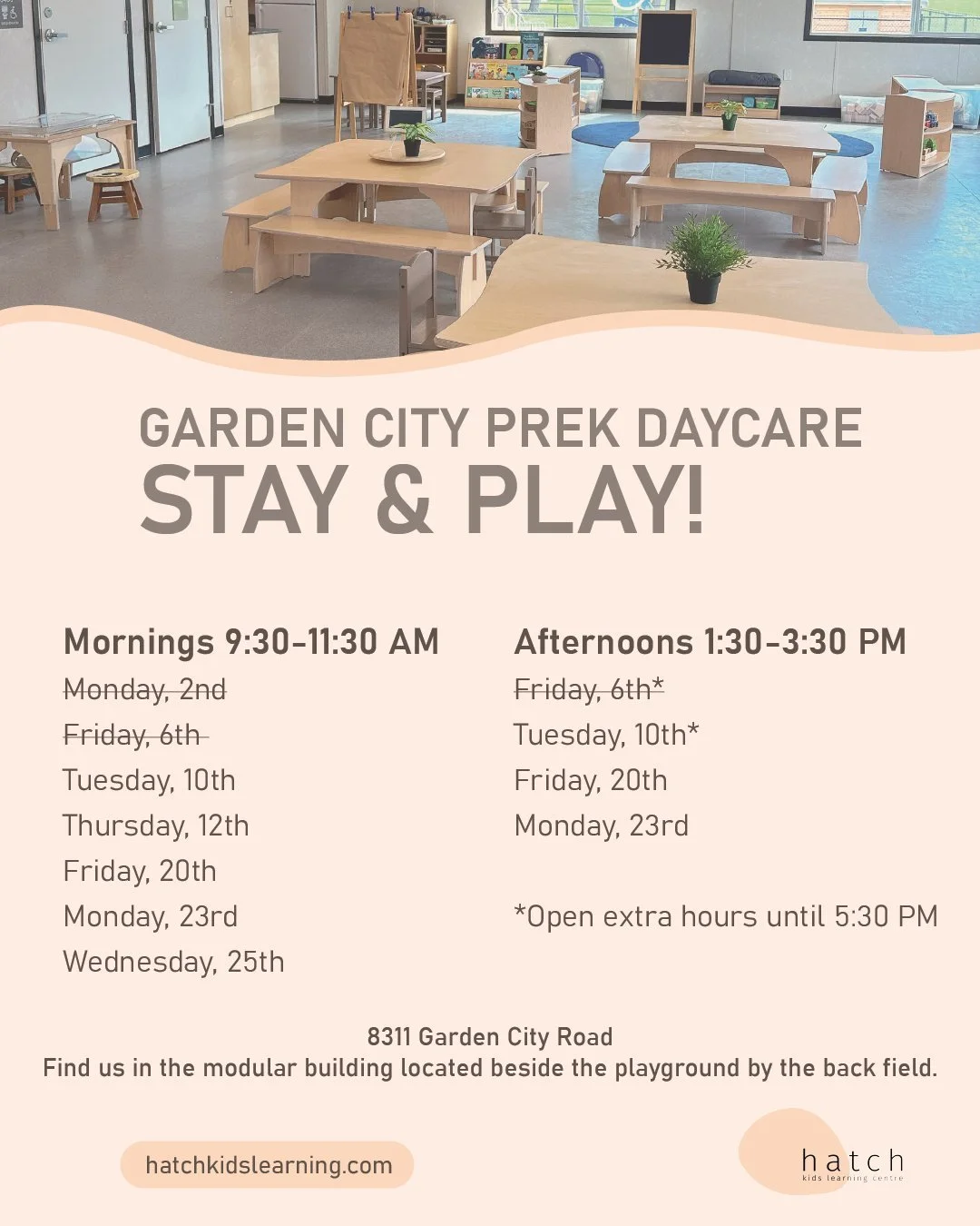 Join us for our late Stay &amp; Play! Tonight we&rsquo;re open until 5:30 PM, giving families extra time to see our routines in action and learn how our program supports play-based learning.

If you&rsquo;ve been meaning to stop by, this is your chan