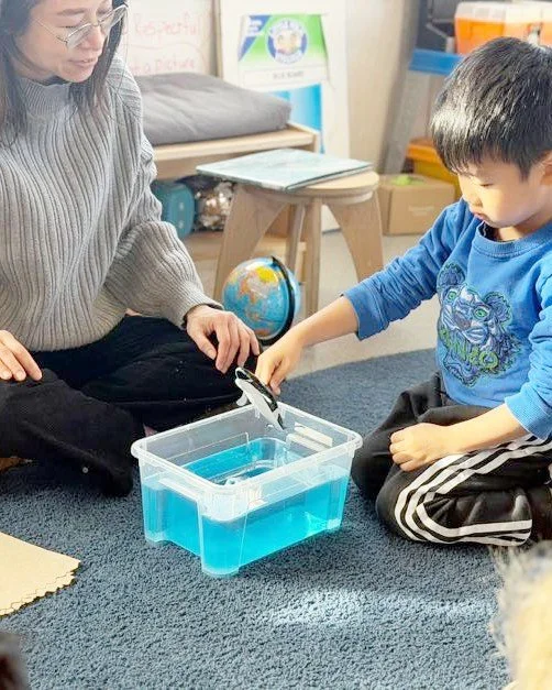 We've been diving into ocean learning 🐠 Our students have been exploring the ocean through a variety of activities, learning about marine animals, ocean habitats, and how different sea creatures survive in their environments. From block play to art,
