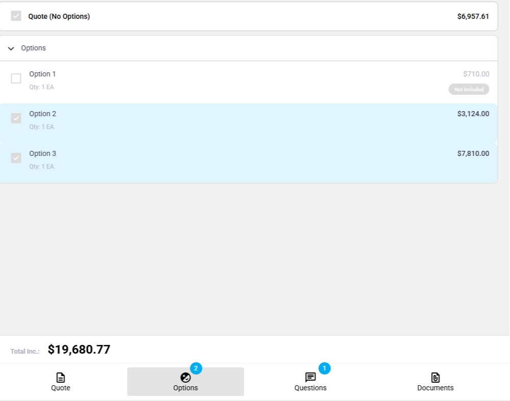 How to use OPTIONS in CXI Quotes
