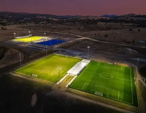 aerial view of the jerrabomberra regional sports playing fields at night