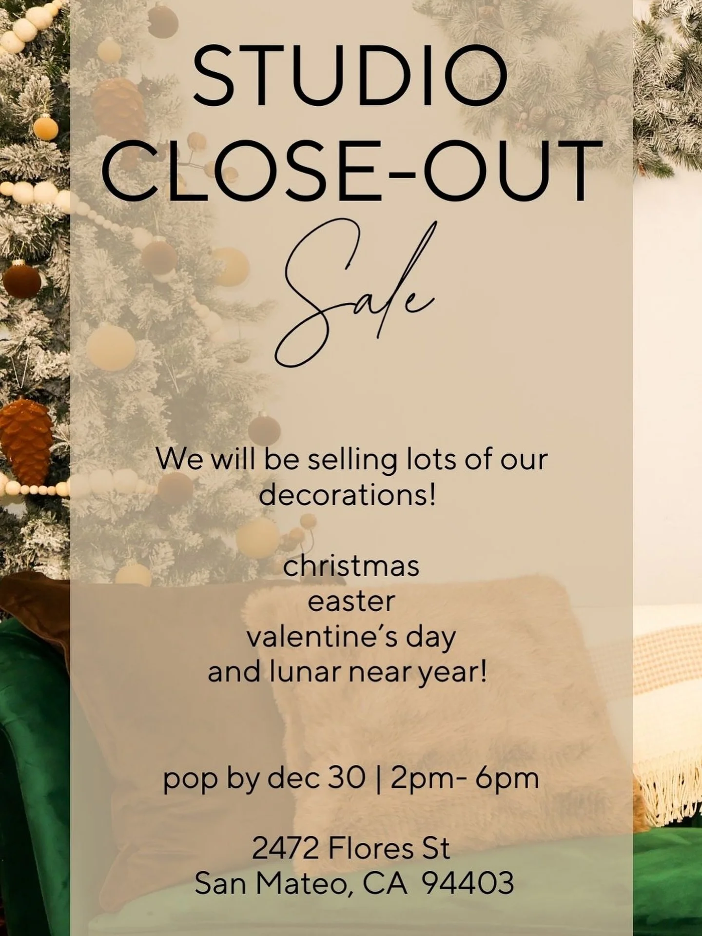 🎄 Holiday D&eacute;cor Studio Close-Out Sale &mdash; 2 Days Away! 🎄
We&rsquo;re clearing out the studio to make room for an all-new look next year, and you&rsquo;re invited to shop tons of cute holiday d&eacute;cor perfect for next season!