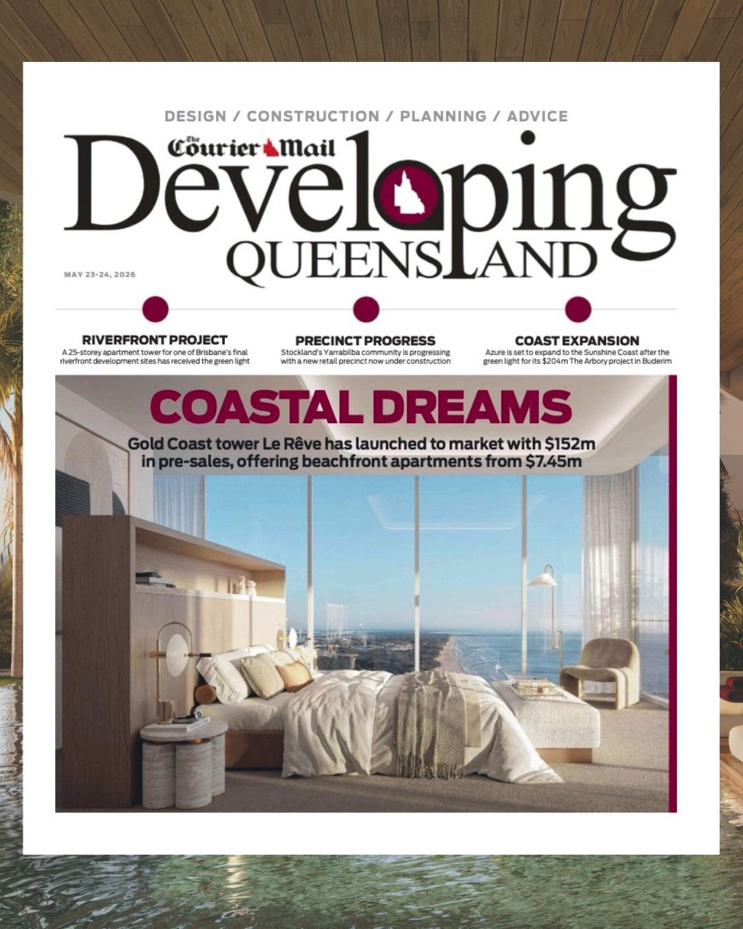 That front page feeling 🙌 

@lereve_mainbeach was featured on the cover of the Courier Mail's Developing Queensland property lift-out over the weekend, after achieving strong presales ahead of its market debut.

With absolute beachfront apartments s