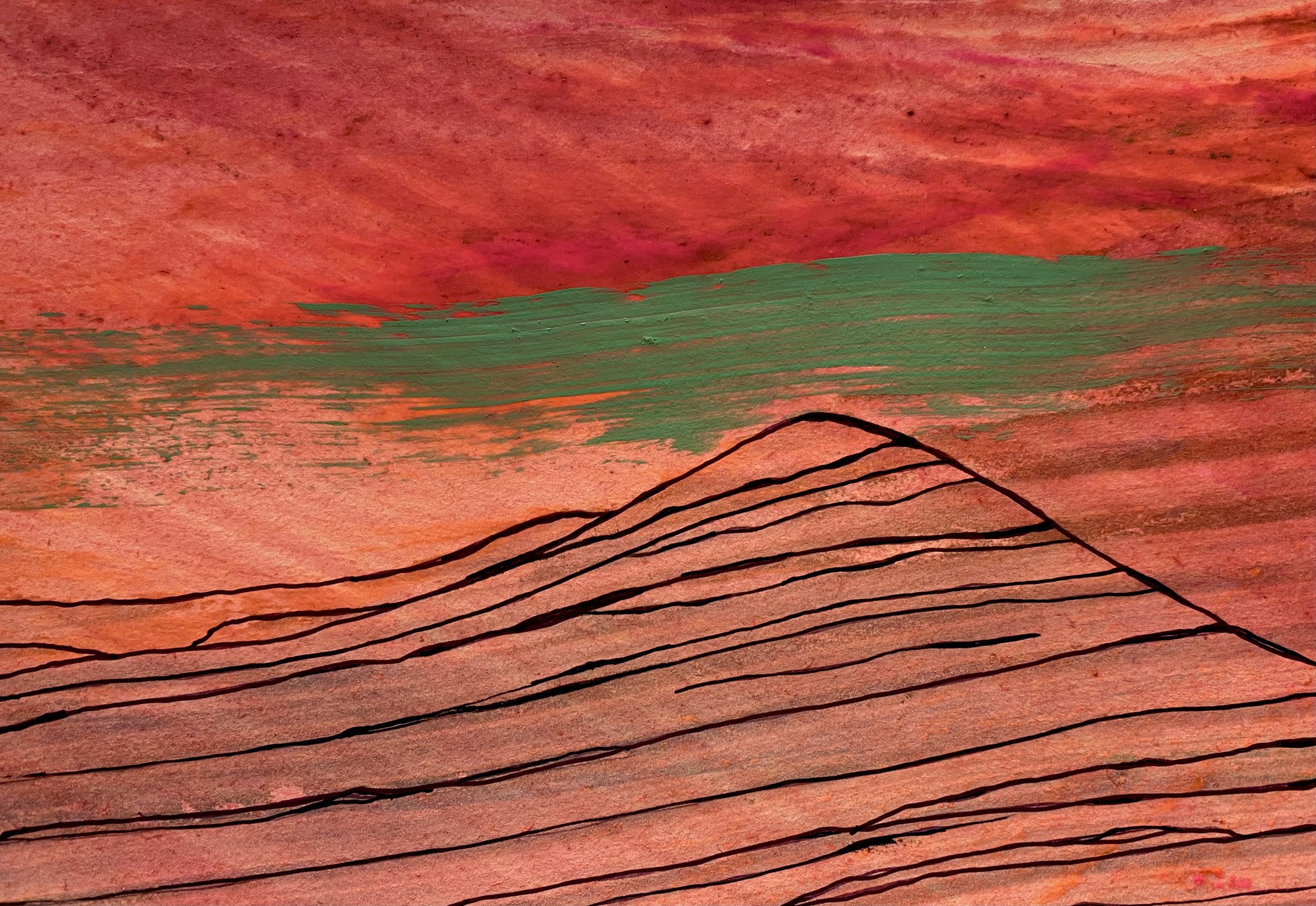 Earthscape series. Acrylic, pen and colored pencil on paper, 2020