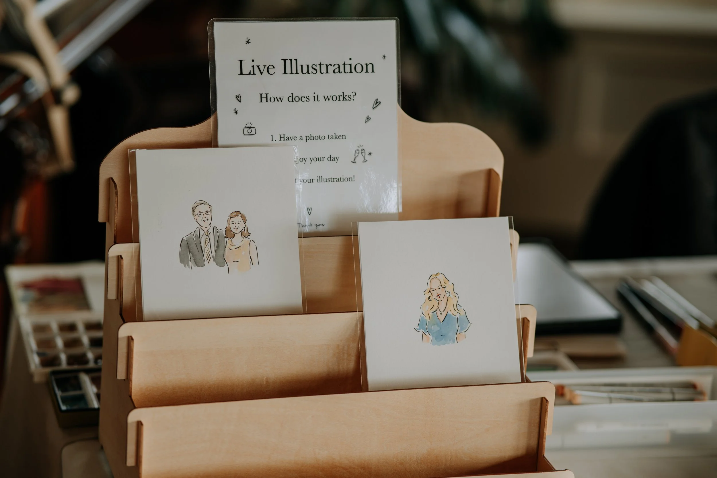 Live illustration table set up