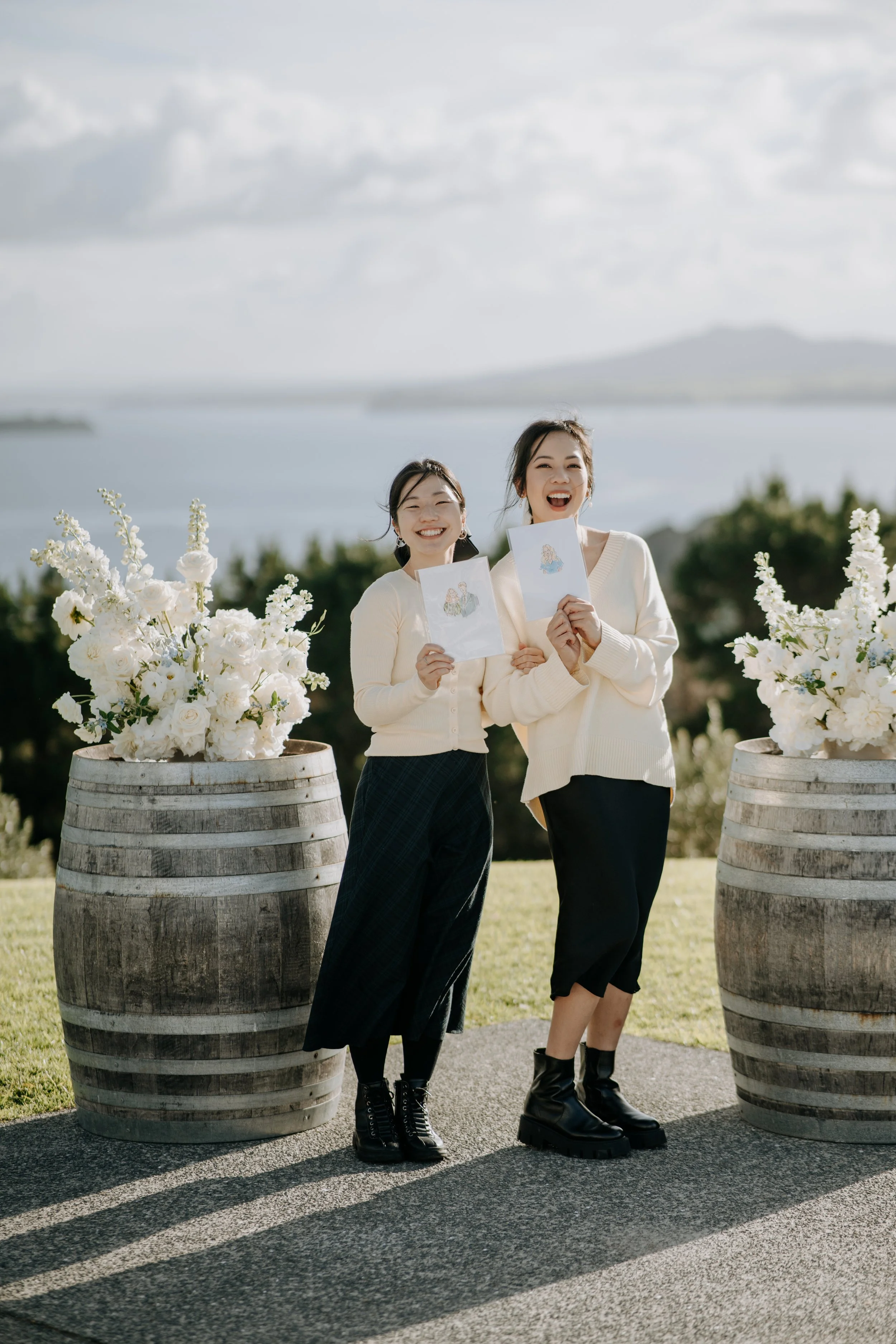 Esther and her assistant at a wedding